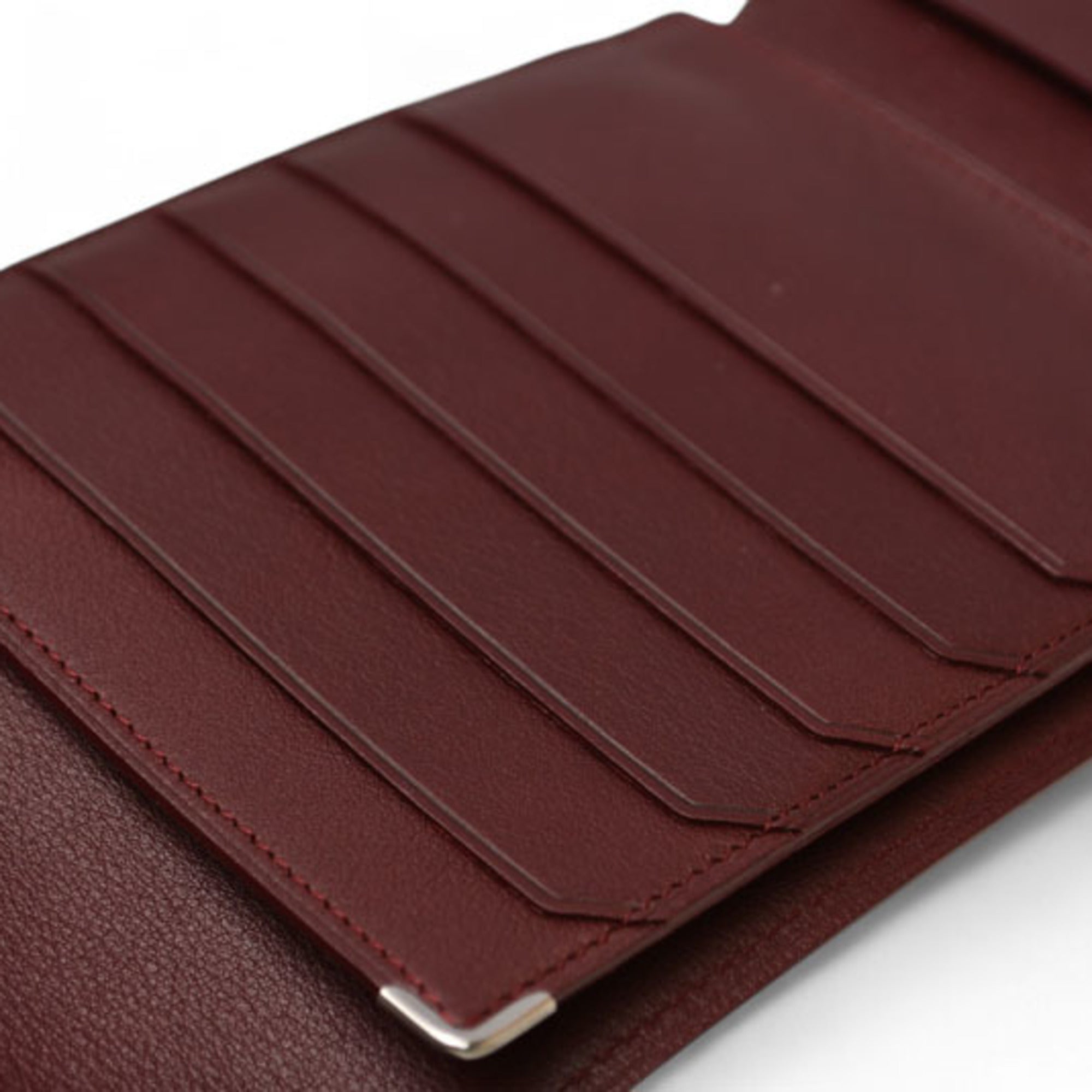 Cartier Bordeaux Leather Wallet (Tri-Fold) (Pre-Owned)