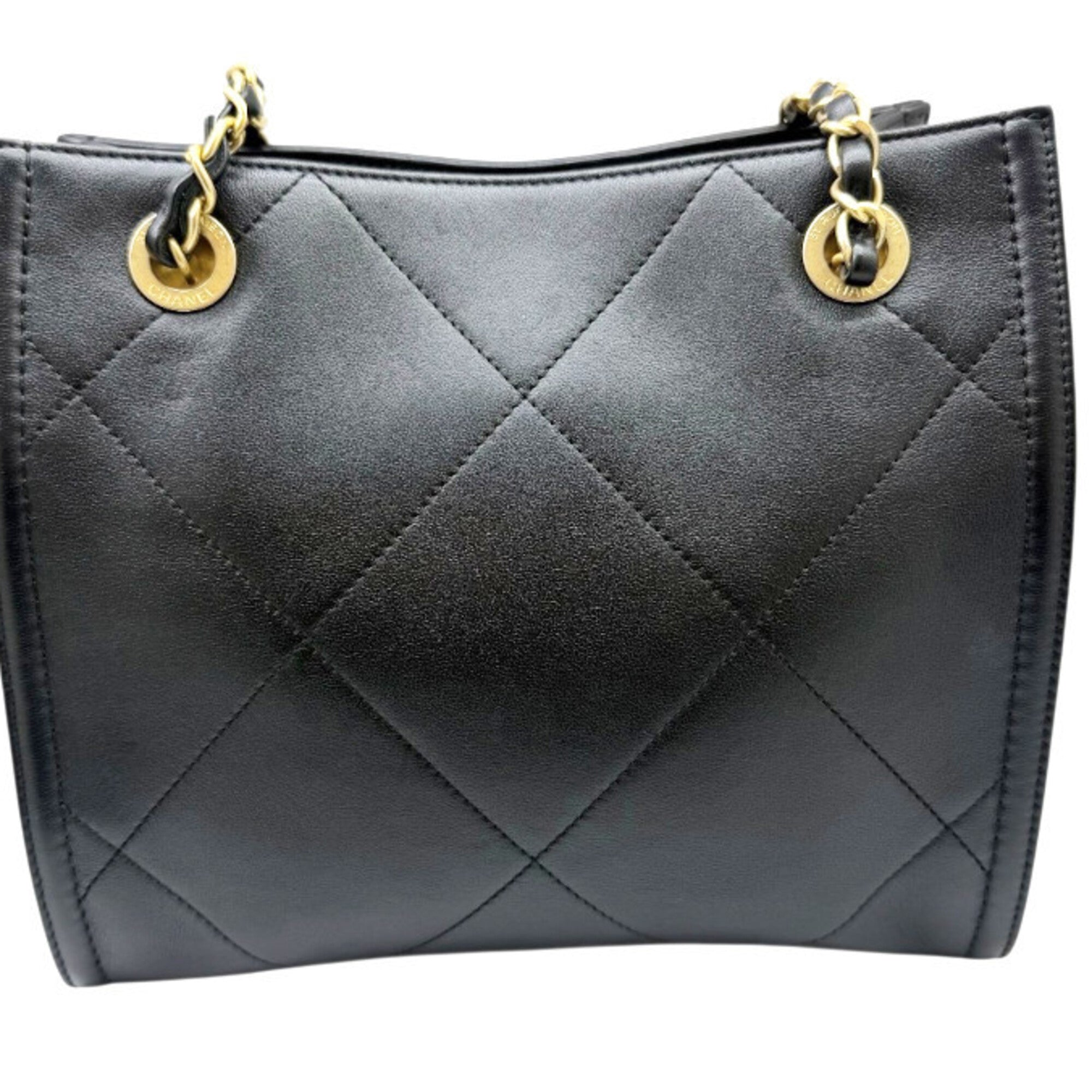 Chanel Black Leather Shoulder Bag Tote Bag (Pre-Owned)