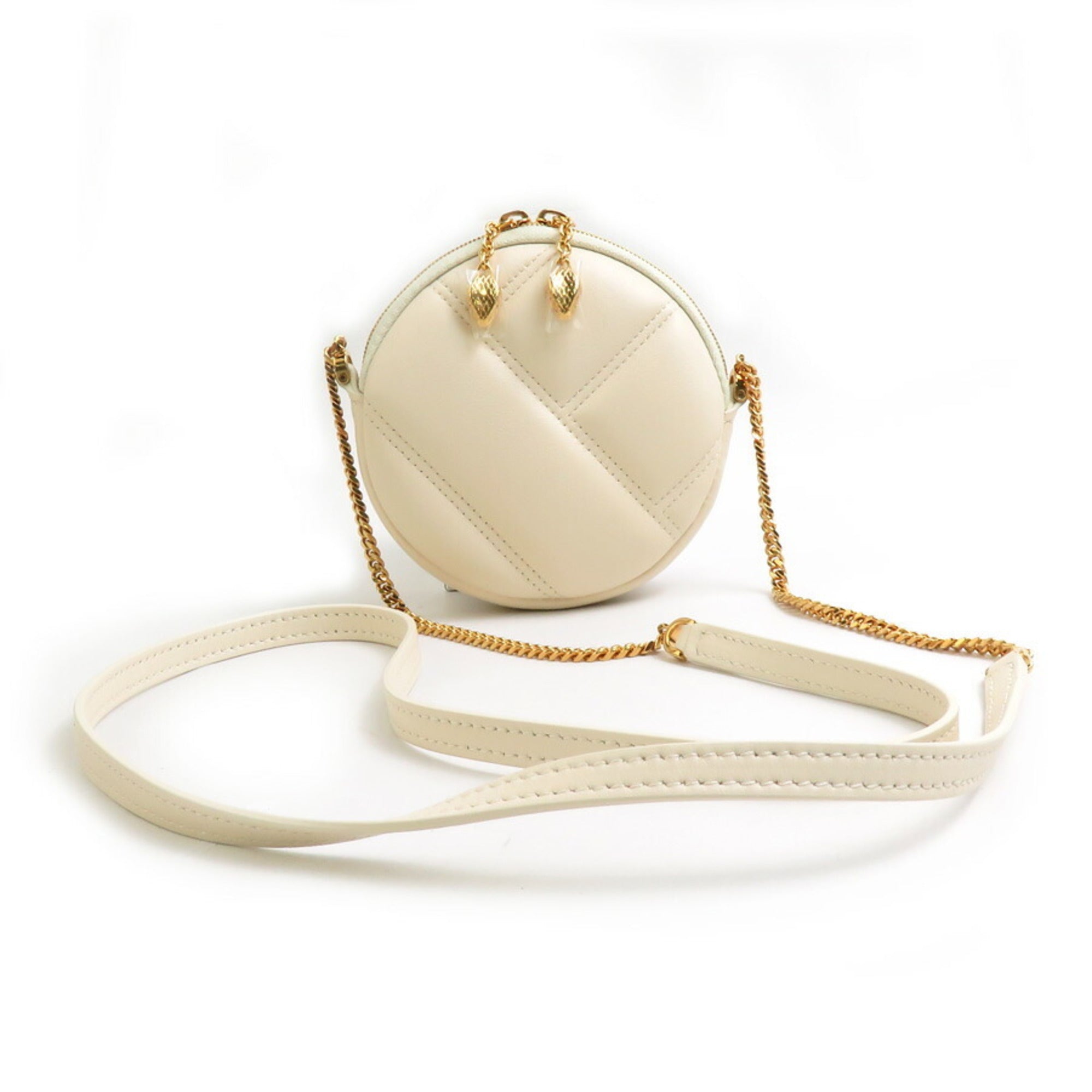 Bvlgari Light Beige Leather Coin Purse/Coin Case (Pre-Owned)