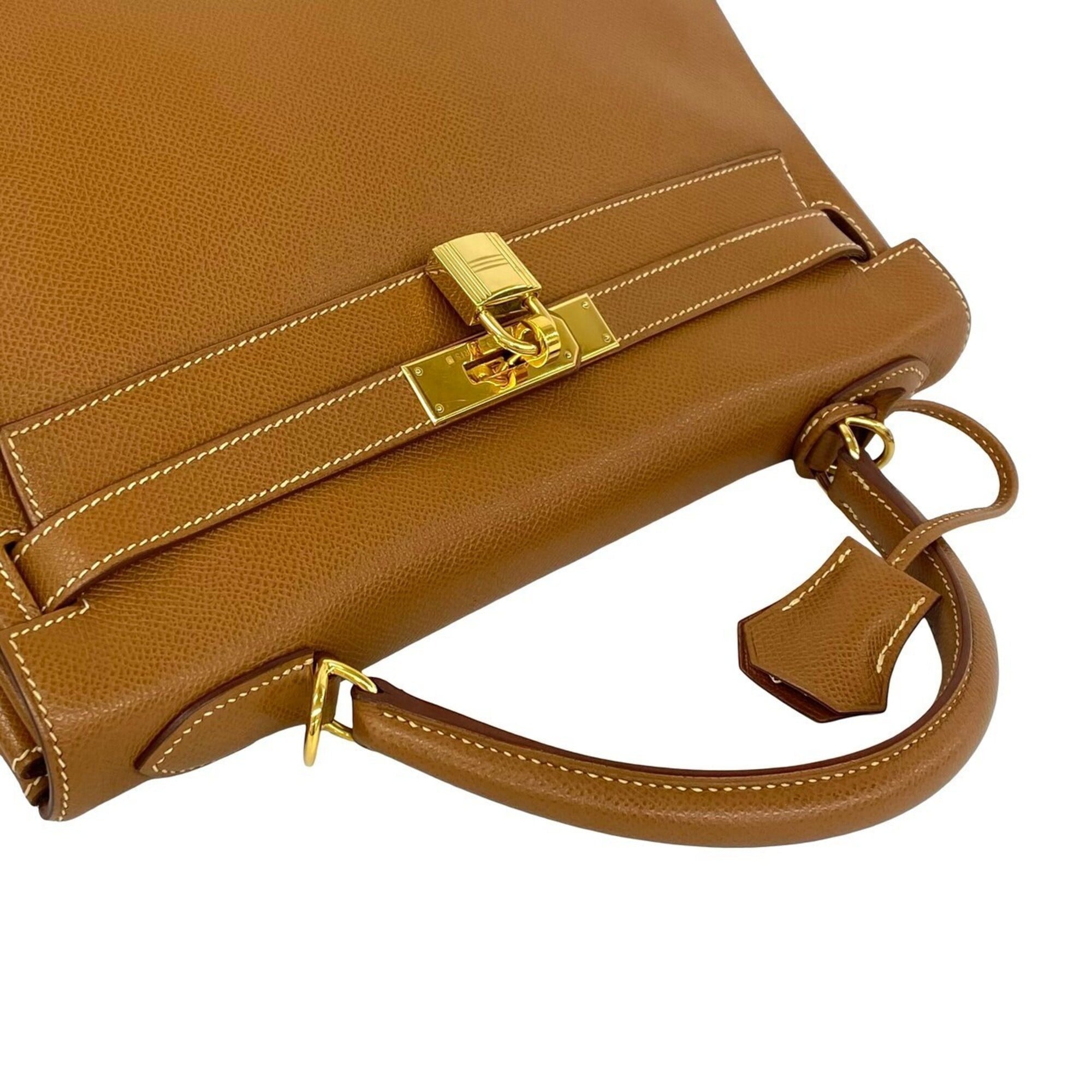 Hermes Brown Courchevel Leather Handbag Shoulder Bag (Pre-Owned)