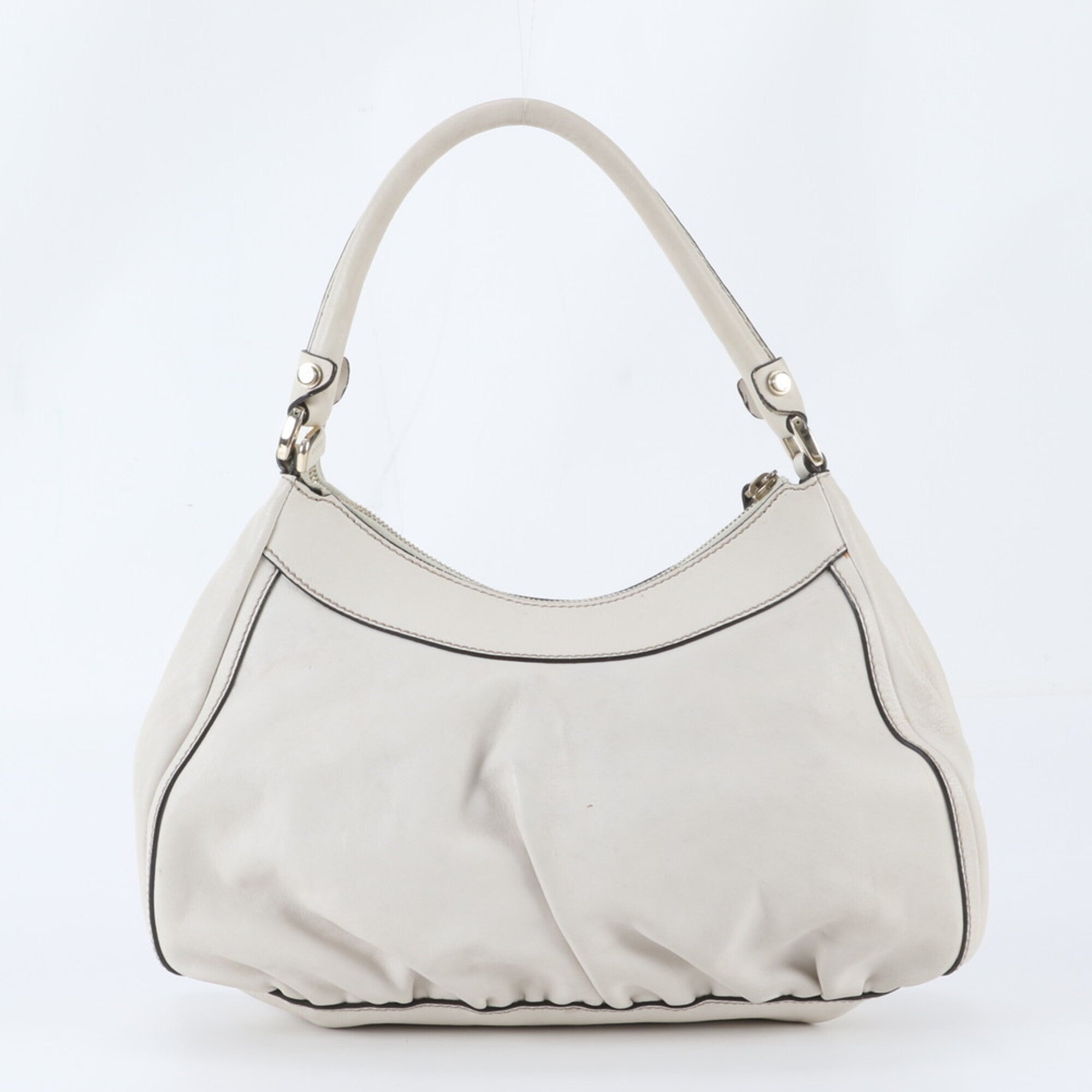 Gucci Abbey Ivory Leather Handbag Shoulder Bag (Pre-Owned)