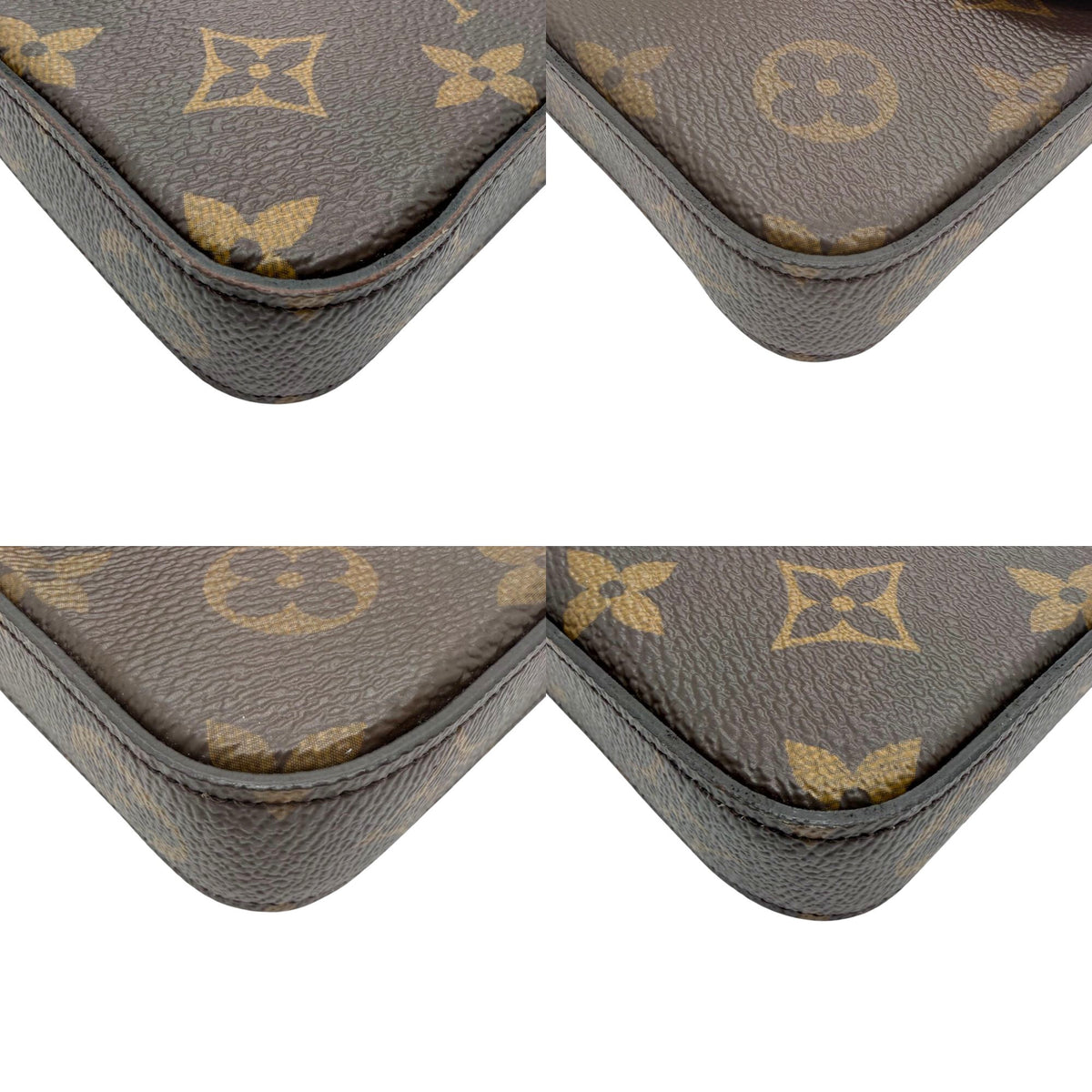 Louis Vuitton Brown Fuchsia Monogram Clutch Bag Pochette Pouch Shoulder Bag (Pre-Owned)
