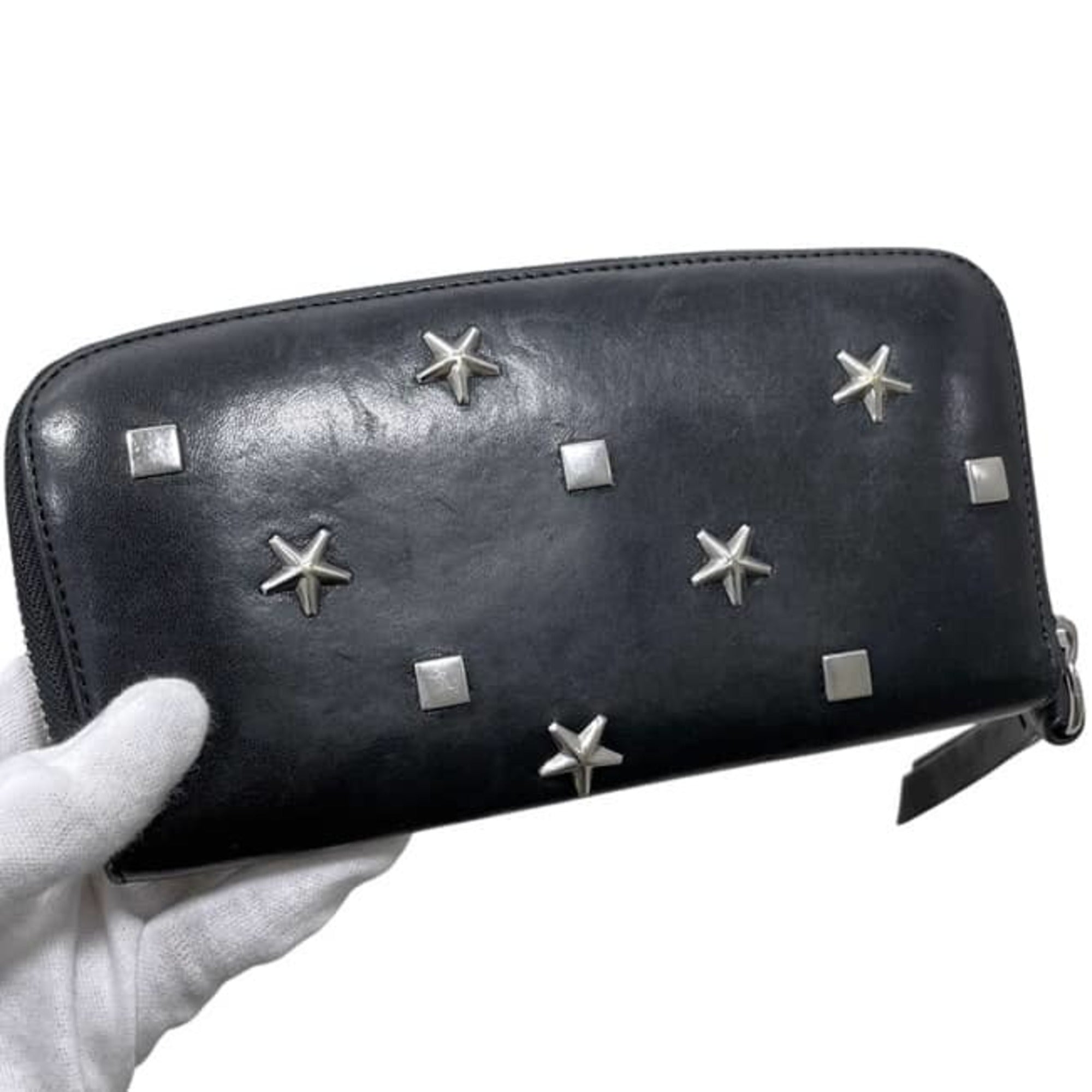 Jimmy Choo Black Leather Long Wallet (Bi-Fold) (Pre-Owned)