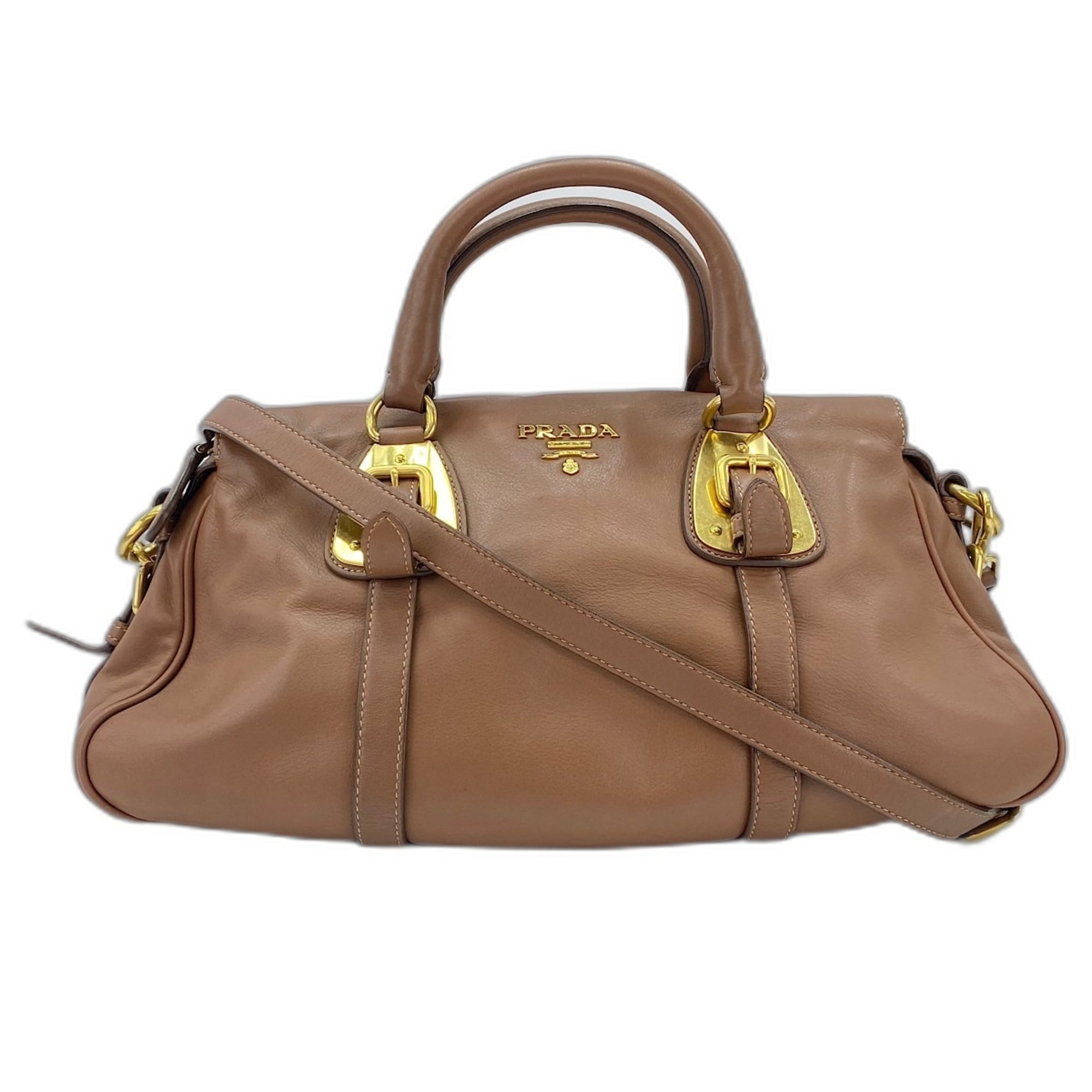 Prada Brown Boston Bag Handbag (Pre-Owned)