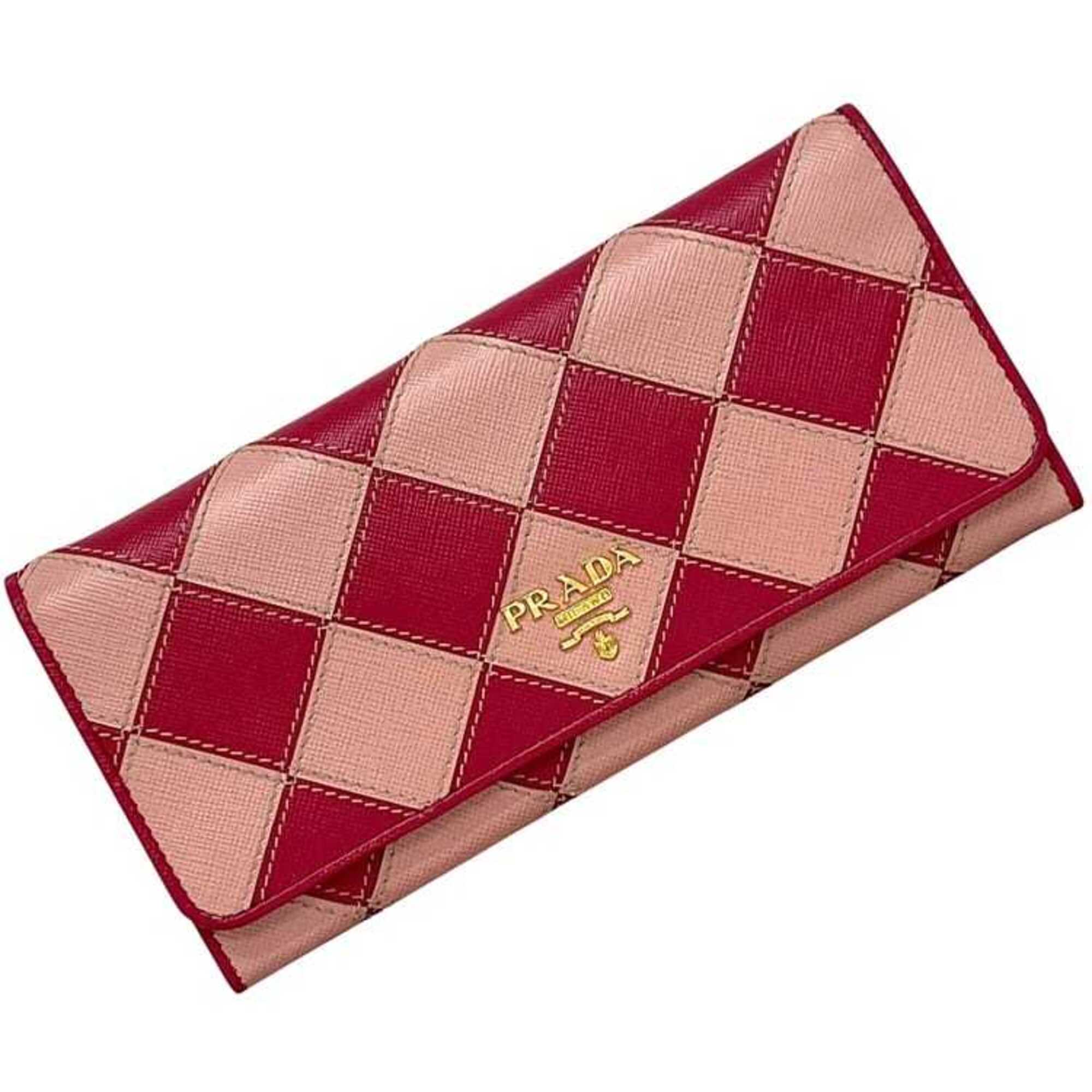 Prada Saffiano Peonia Pink Leather Long Wallet (Bi-Fold) (Pre-Owned)