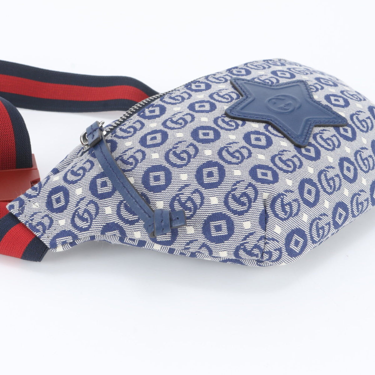 Gucci Blue Leather Canvas Pouch Shoulder Bag Sling Bag (Pre-Owned)