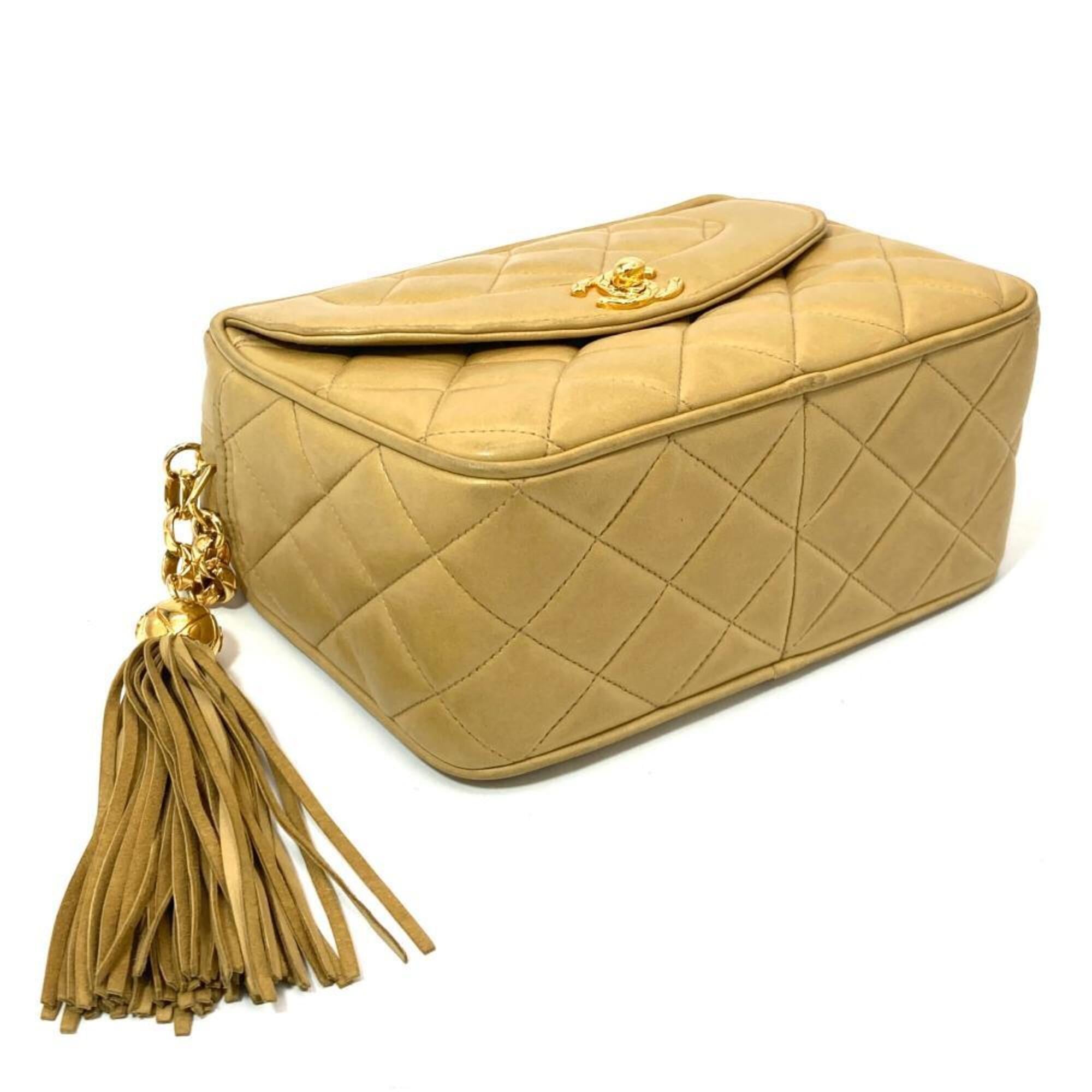 Chanel Beige Beige Gold Black Shoulder Bag (Pre-Owned)
