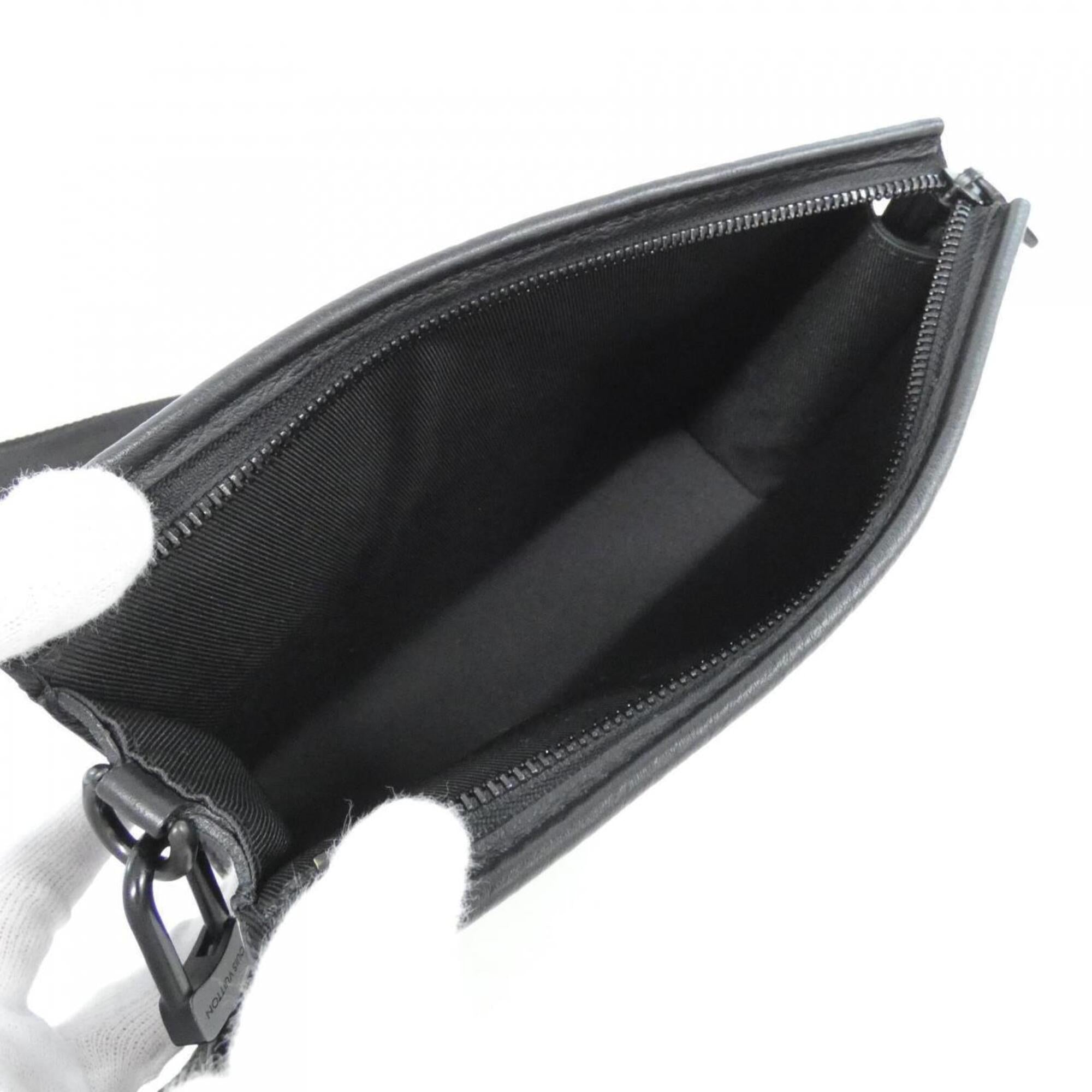 Louis Vuitton Black Leather Pouch Shoulder Bag (Pre-Owned)