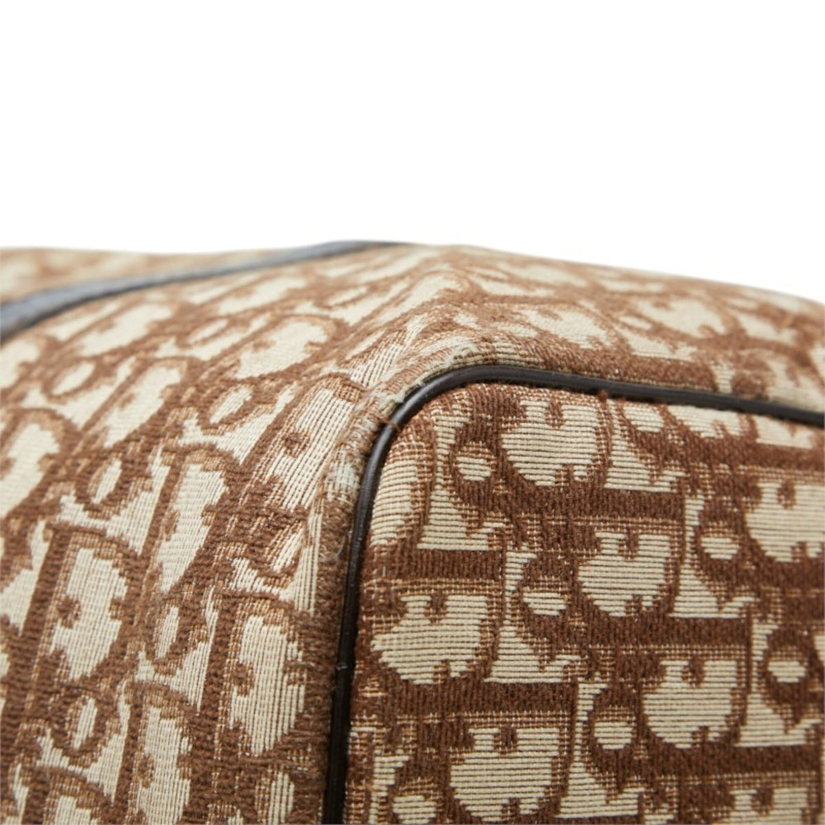 Christian Dior Beige Brown Canvas Leather Boston Bag Handbag (Pre-Owned)
