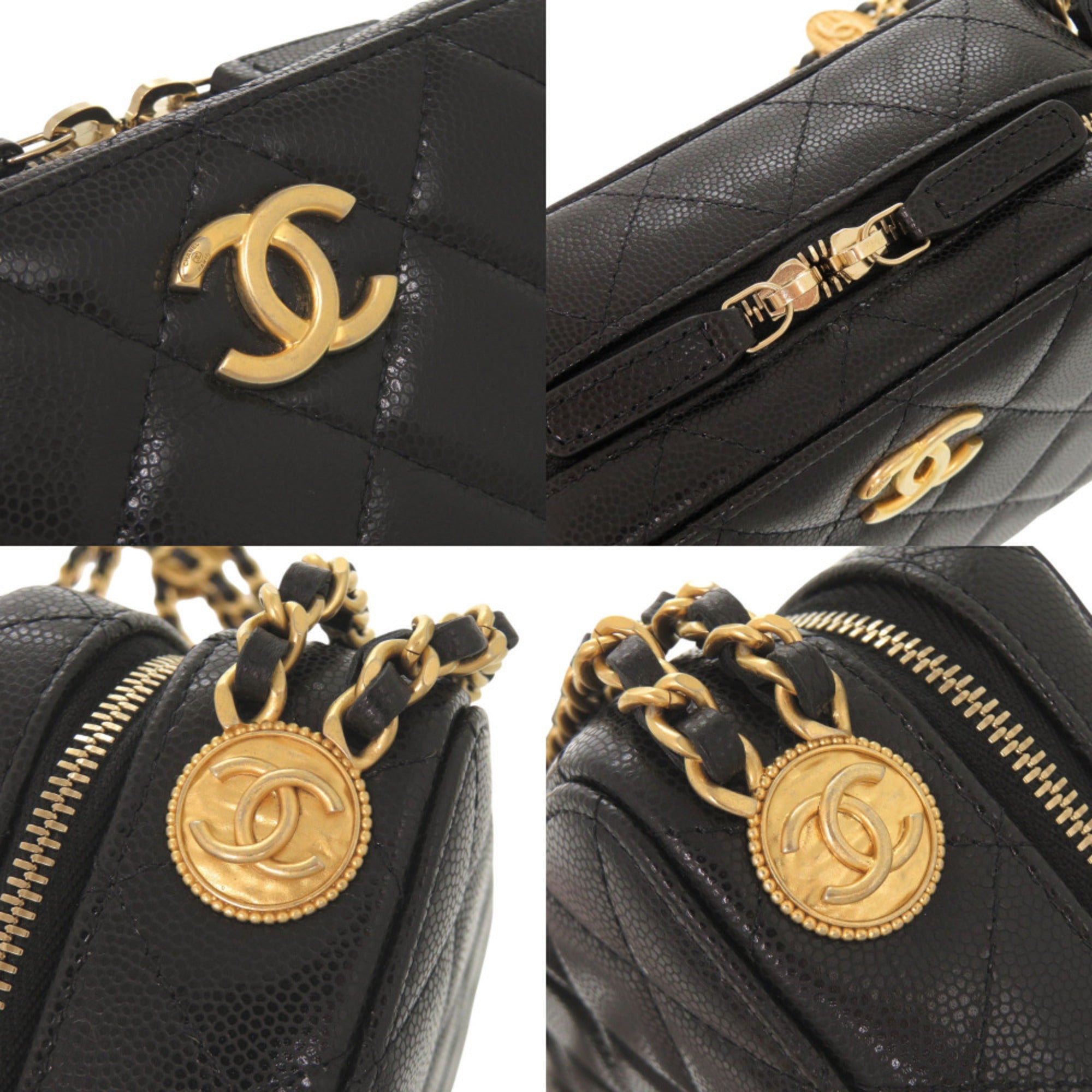 Chanel Black Grained Calfskin Shoulder Bag (Pre-Owned)