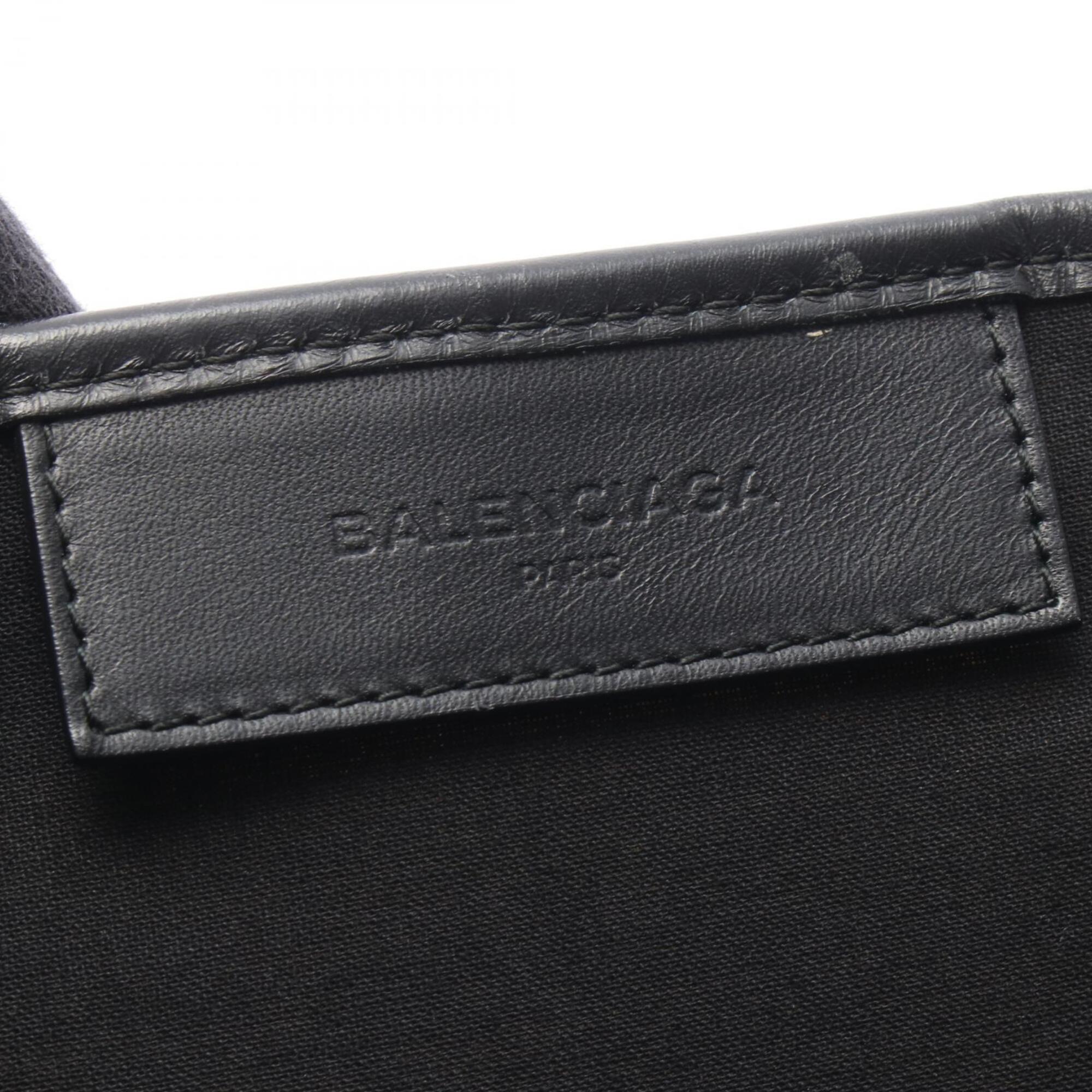 Balenciaga Black White Canvas Leather Handbag Pouch Tote Bag (Pre-Owned)