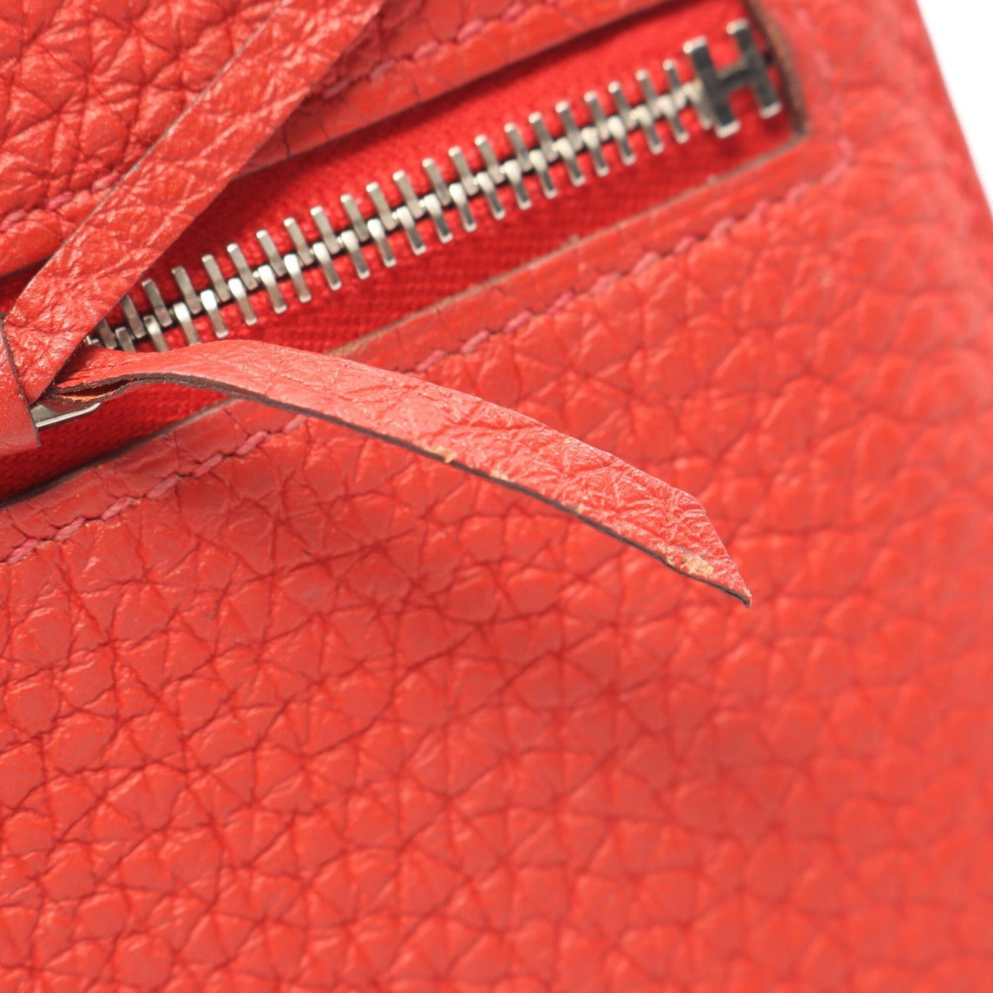 Hermes Red Color Vermilion Leather Long Wallet (Bi-Fold) (Pre-Owned)