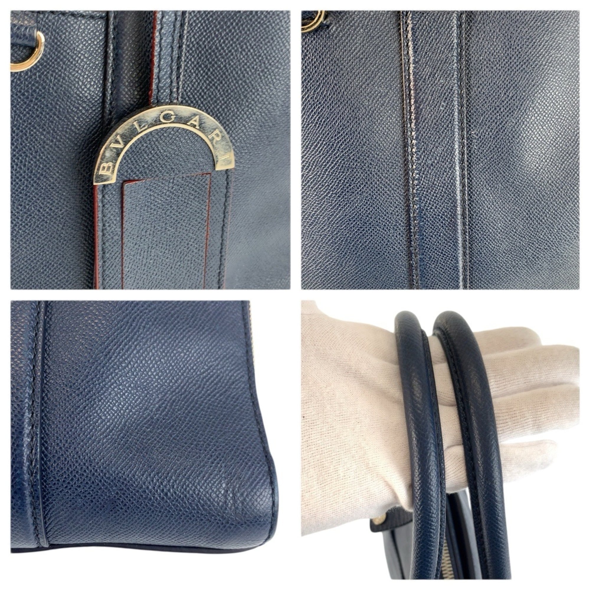 Bvlgari Navy Leather Briefcase (Pre-Owned)