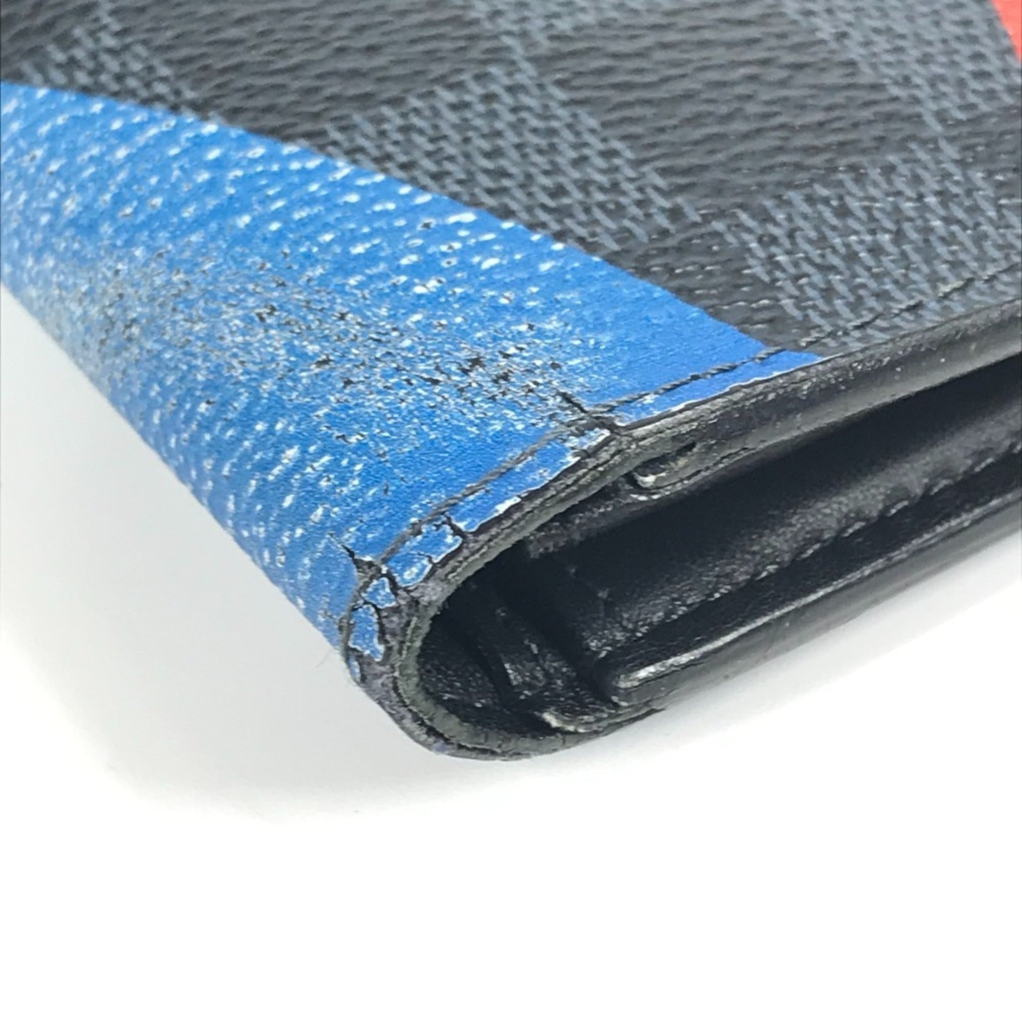 Louis Vuitton Blue Navy Red Color White Long Wallet (Bi-Fold) (Pre-Owned)