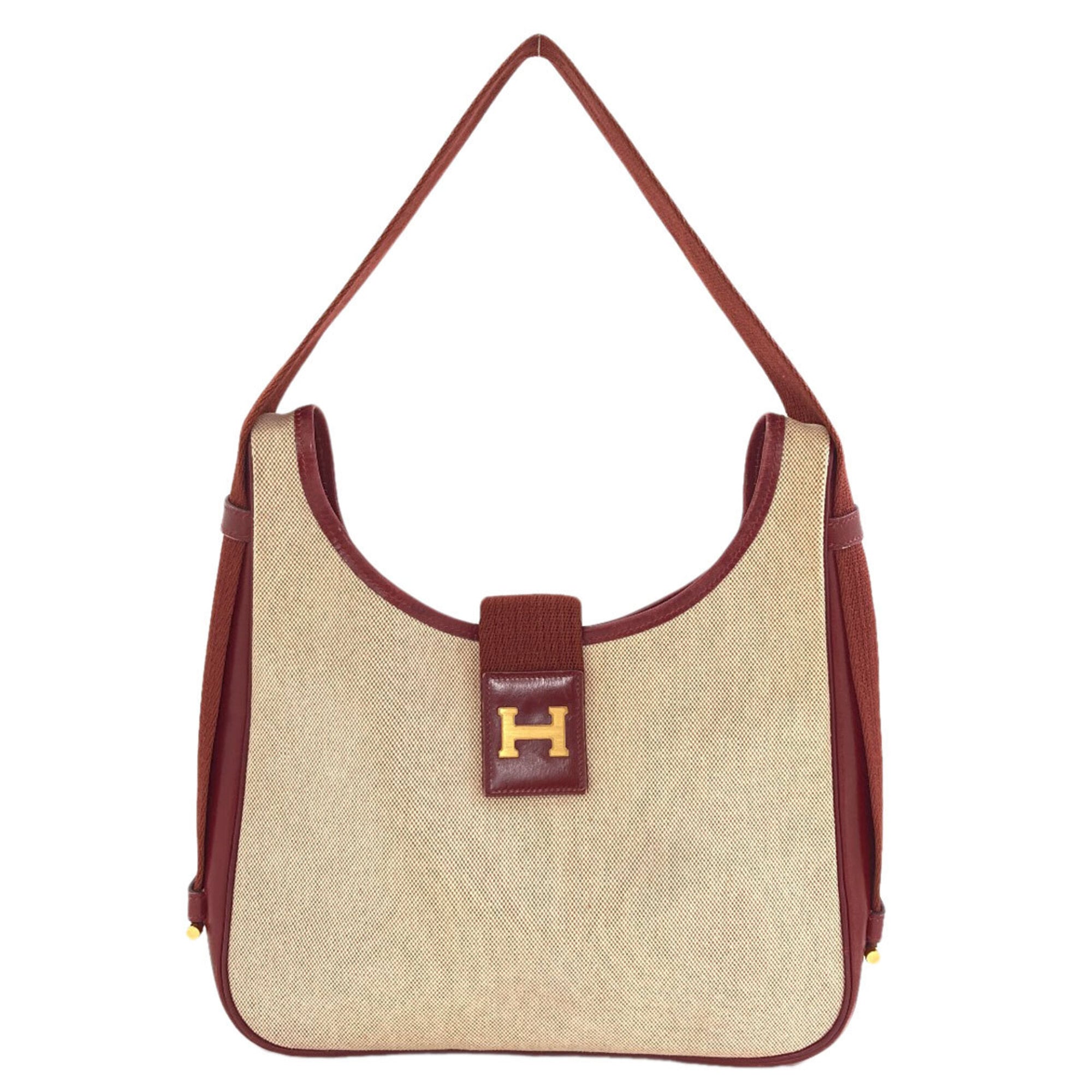Hermes Brown Natural Red Color Toile H Shoulder Bag (Pre-Owned)