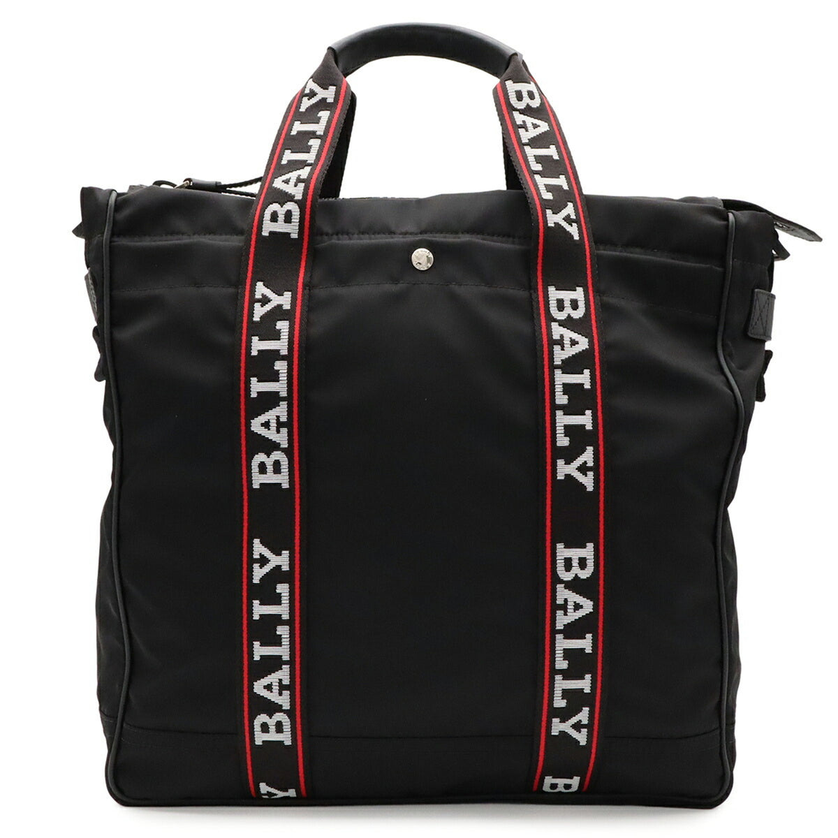 Bally Black Red Color Nylon Leather Shoulder Bag Tote Bag (Pre-Owned)