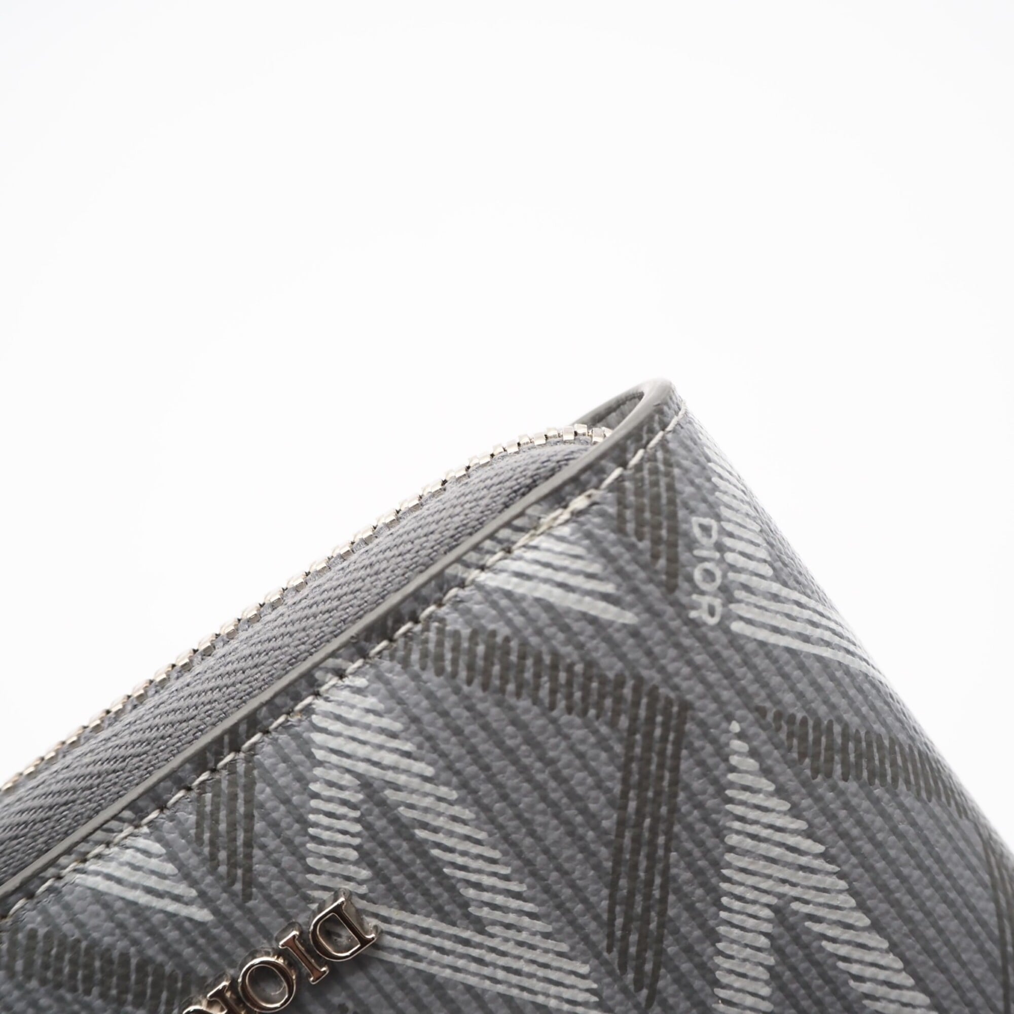 Christian Dior Gray Coated Canvas Leather Long Wallet (Bi-Fold) (Pre-Owned)