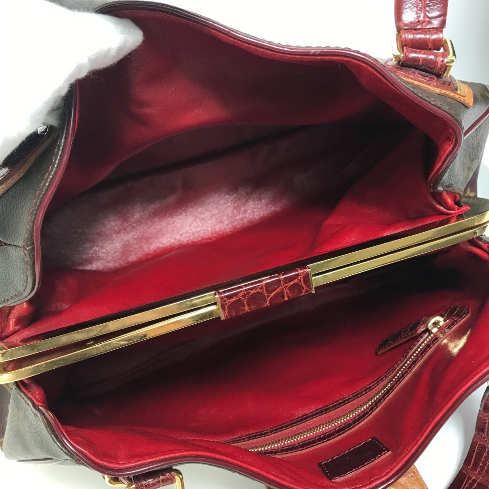 Louis Vuitton Monogram Mirage Brown Red Color Canvas Boston Bag Shoulder Bag (Pre-Owned)