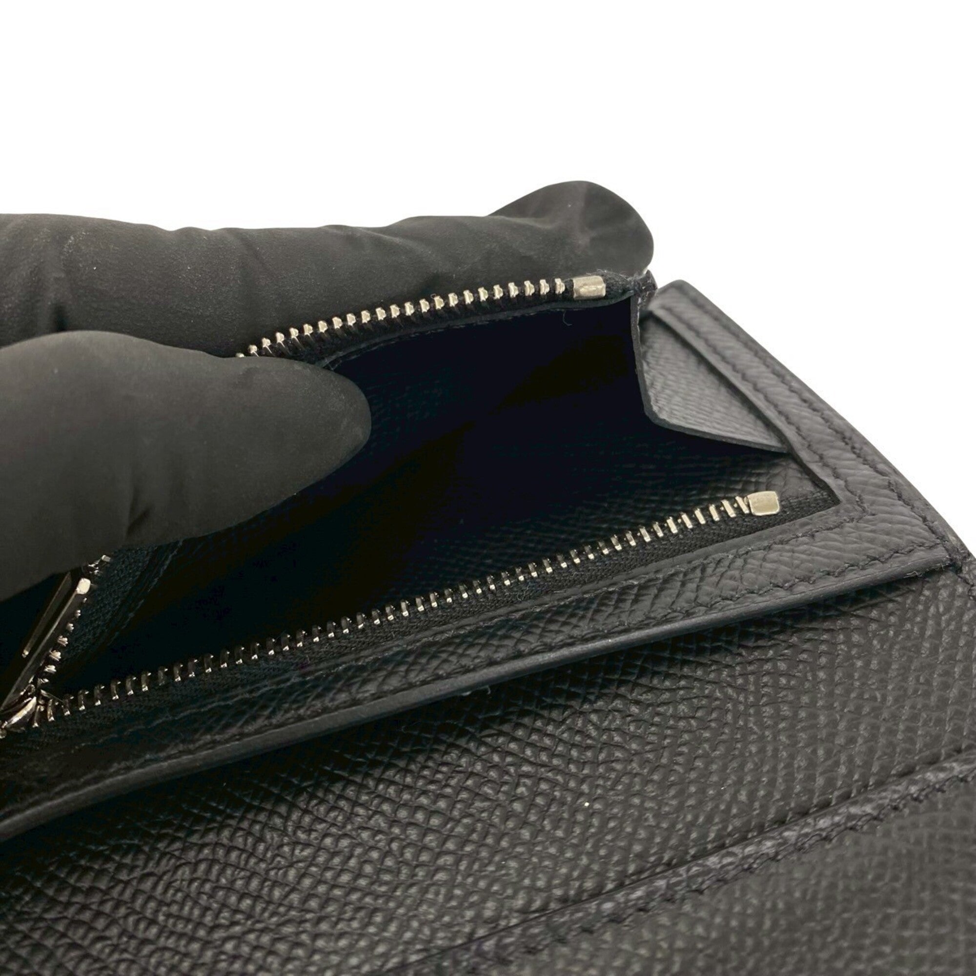 Hermes Black Epsom Leather Wallet (Tri-Fold) (Pre-Owned)