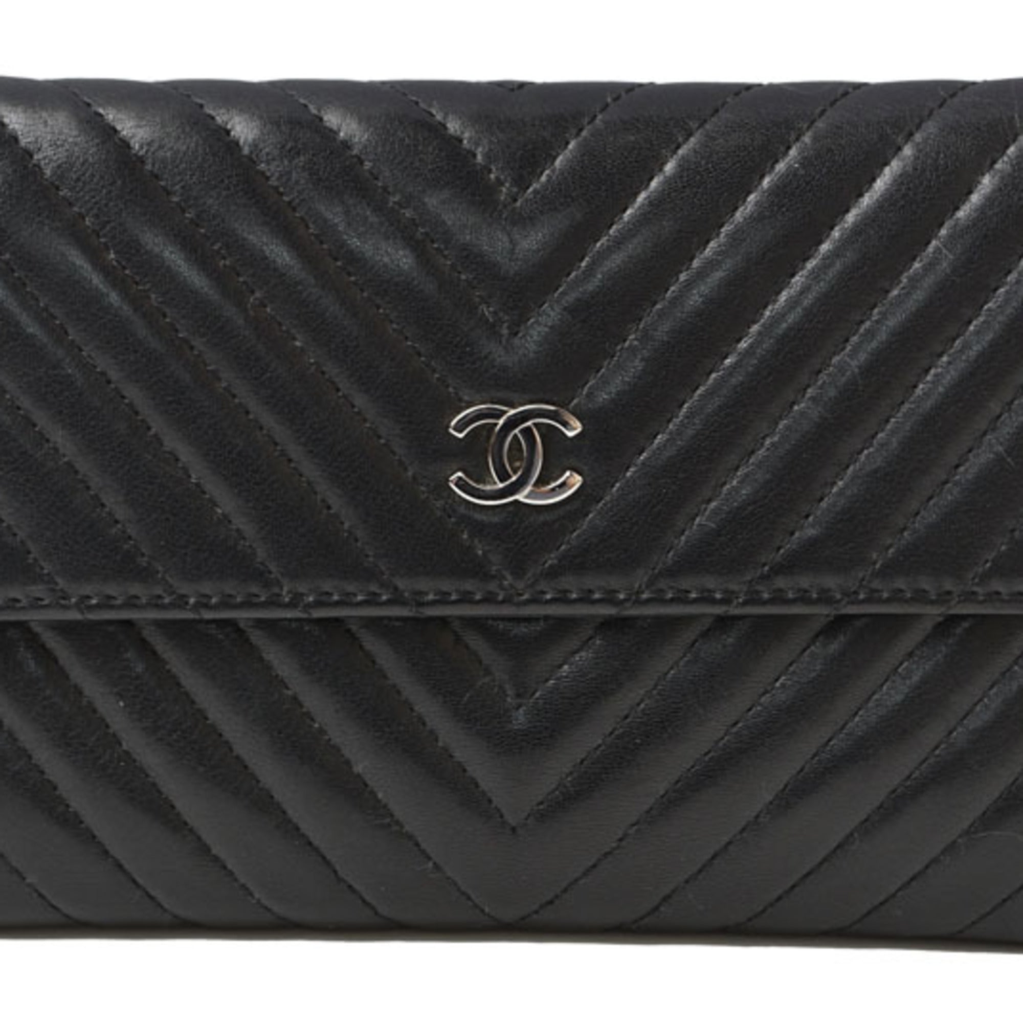 Chanel Black Leather Wallet (Bi-Fold) (Pre-Owned)