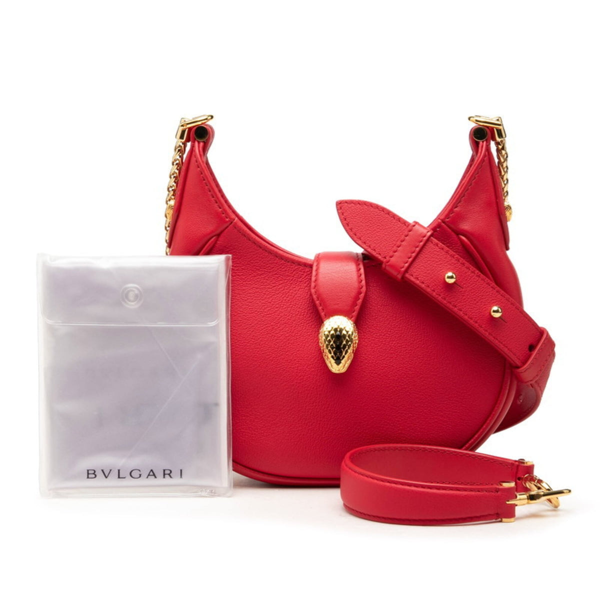 Bvlgari Red Color Leather Handbag Shoulder Bag (Pre-Owned)