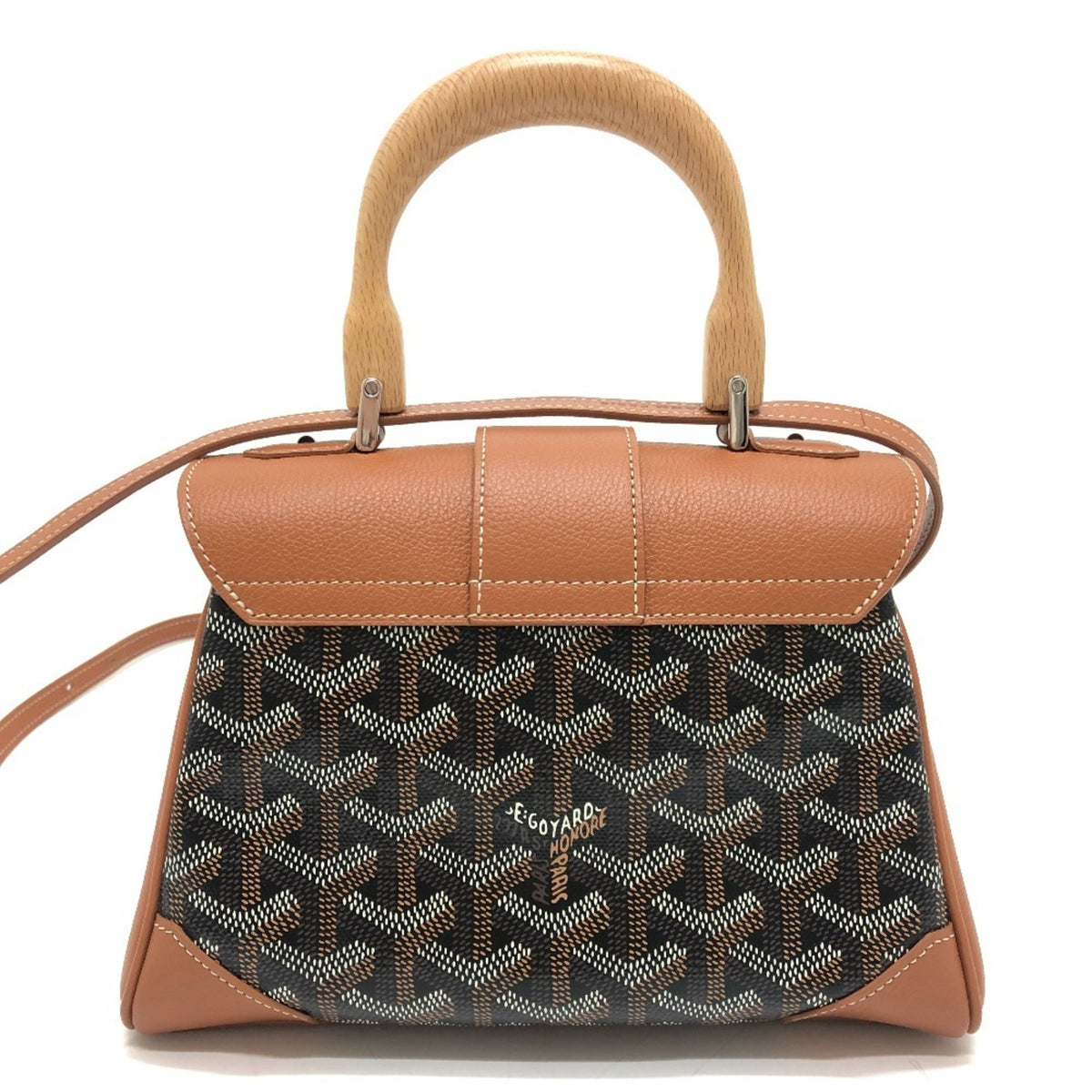Goyard Black Brown Coated Canvas Leather Handbag Shoulder Bag (Pre-Owned)