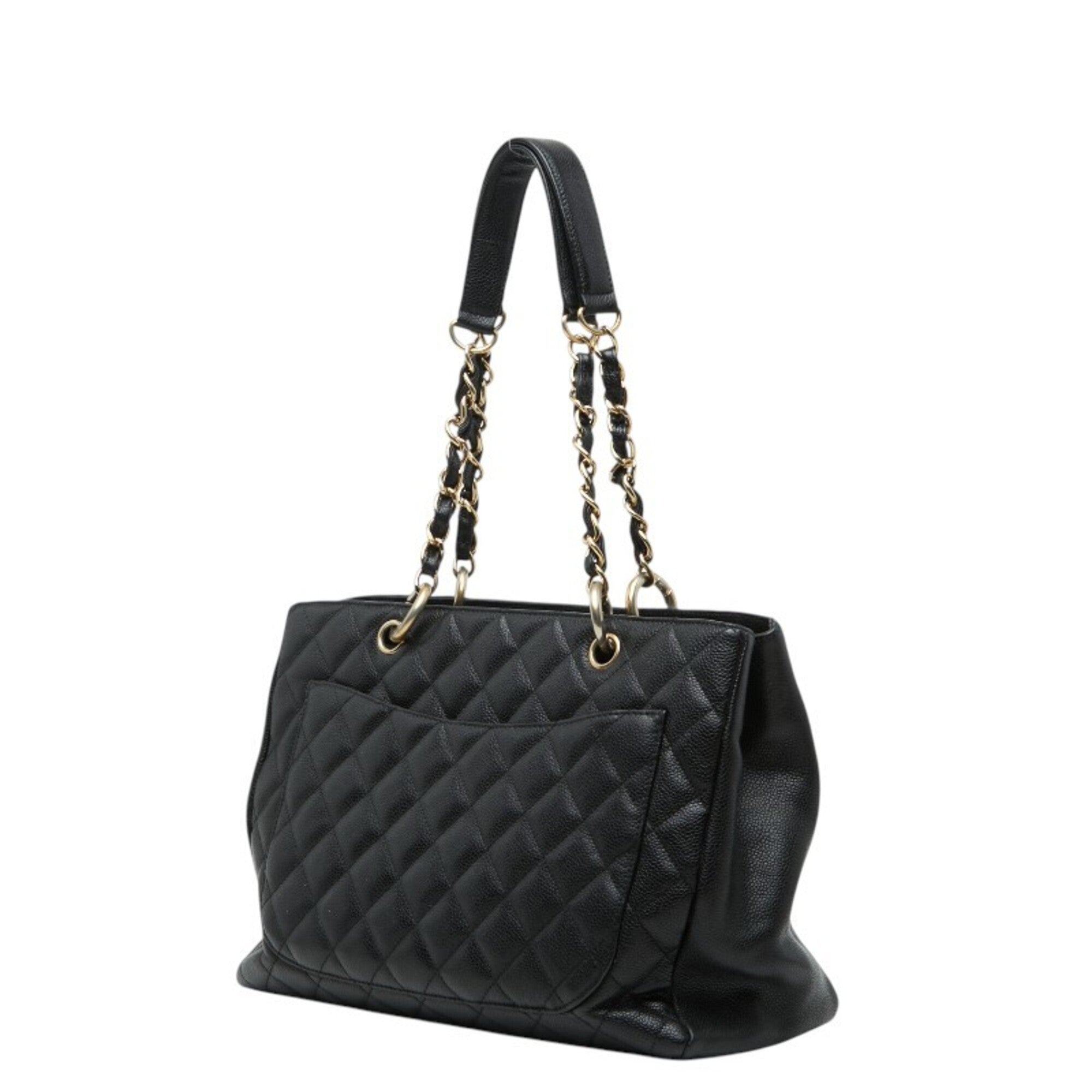 Chanel Black Grained Calfskin Shoulder Bag Tote Bag (Pre-Owned)