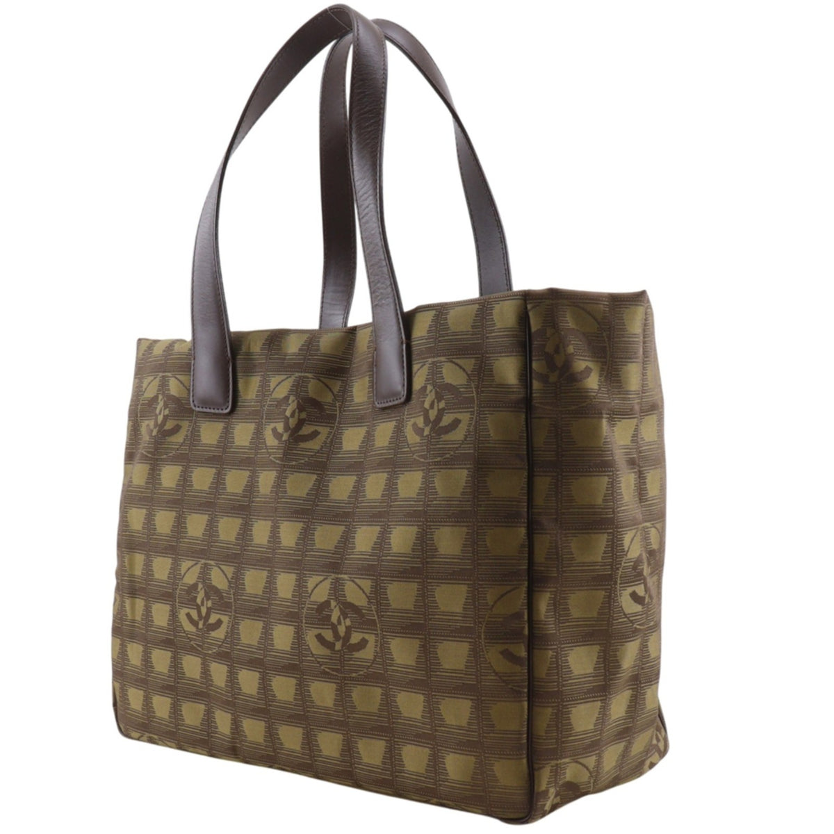 Chanel Khaki Nylon Canvas Tote Bag (Pre-Owned)