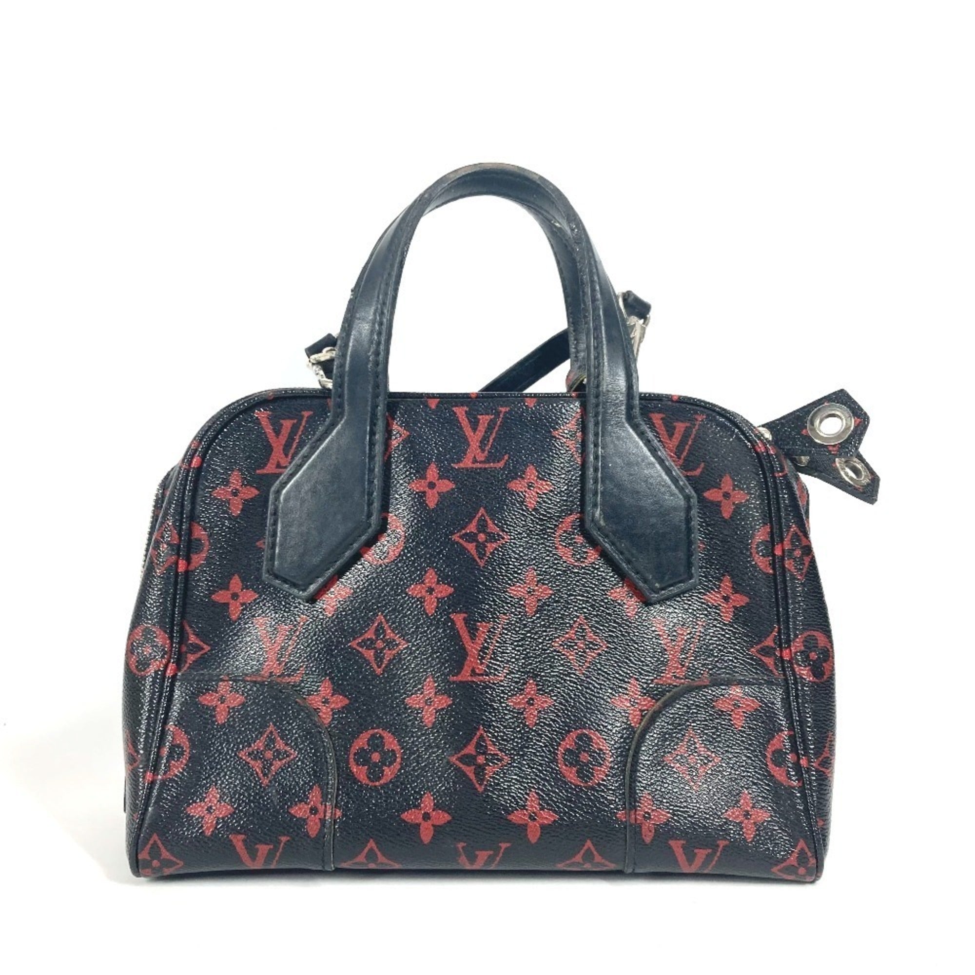 Louis Vuitton Black Red Color Monogram Handbag Shoulder Bag (Pre-Owned)