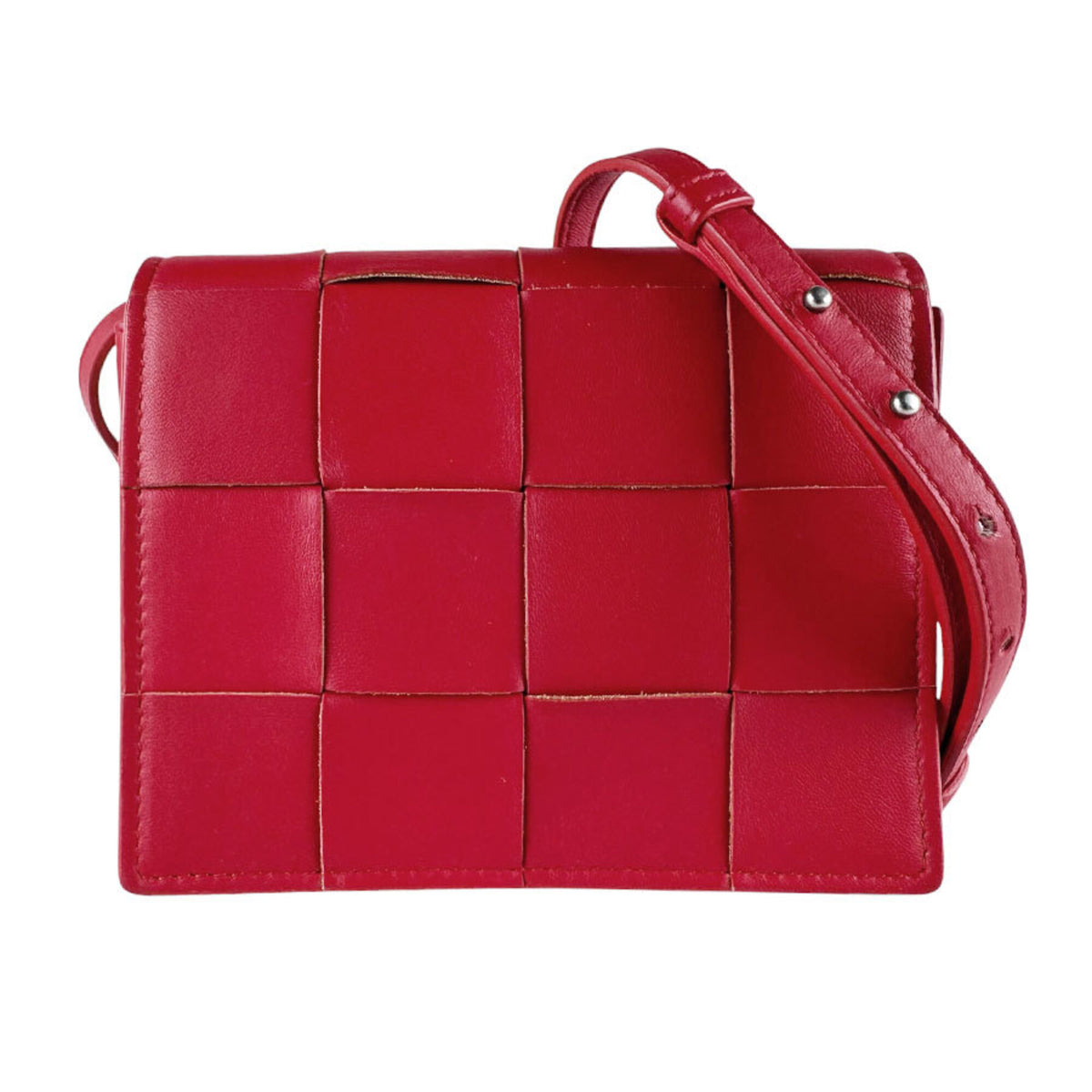 Bottega Veneta Red Color Leather Shoulder Bag (Pre-Owned)