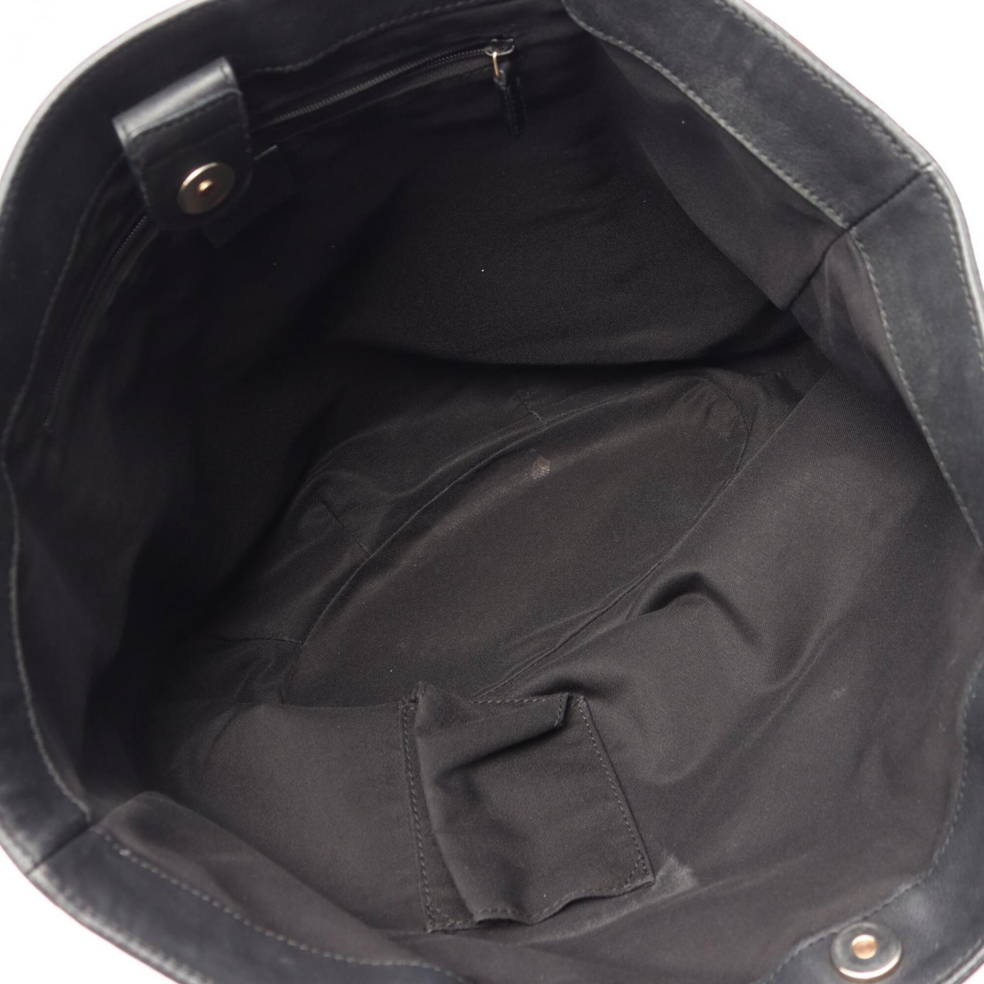 Gucci Black Canvas Leather Handbag Tote Bag (Pre-Owned)