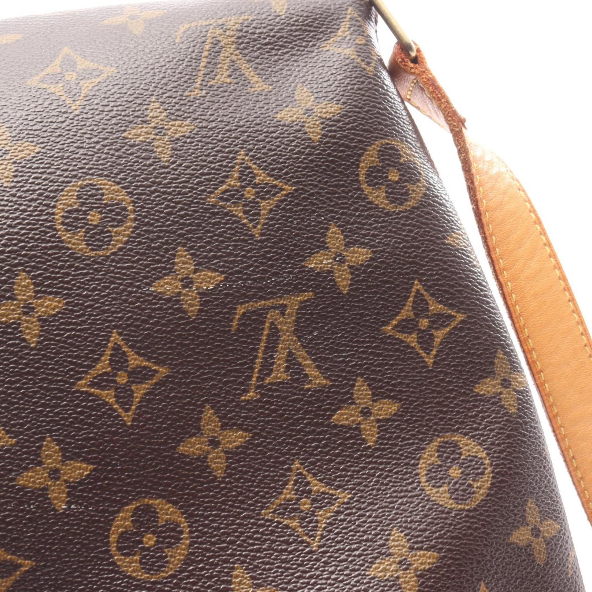 Louis Vuitton Brown Coated Canvas Leather Handbag Shoulder Bag (Pre-Owned)