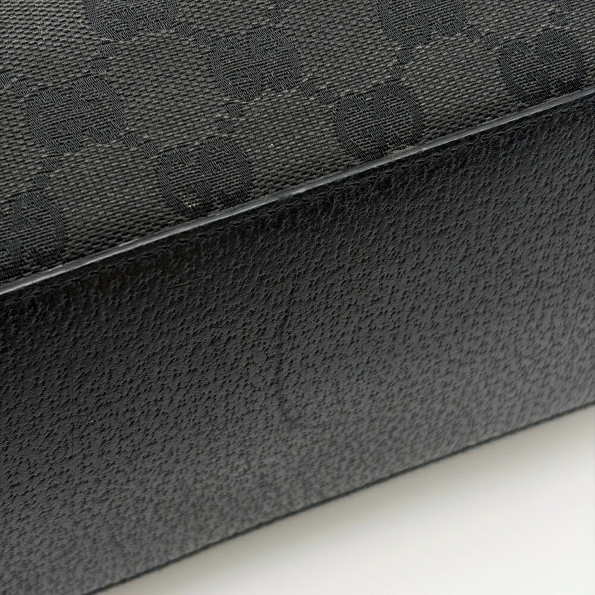 Gucci Gg Canvas Black Gg Canvas Leather Tote Bag (Pre-Owned)