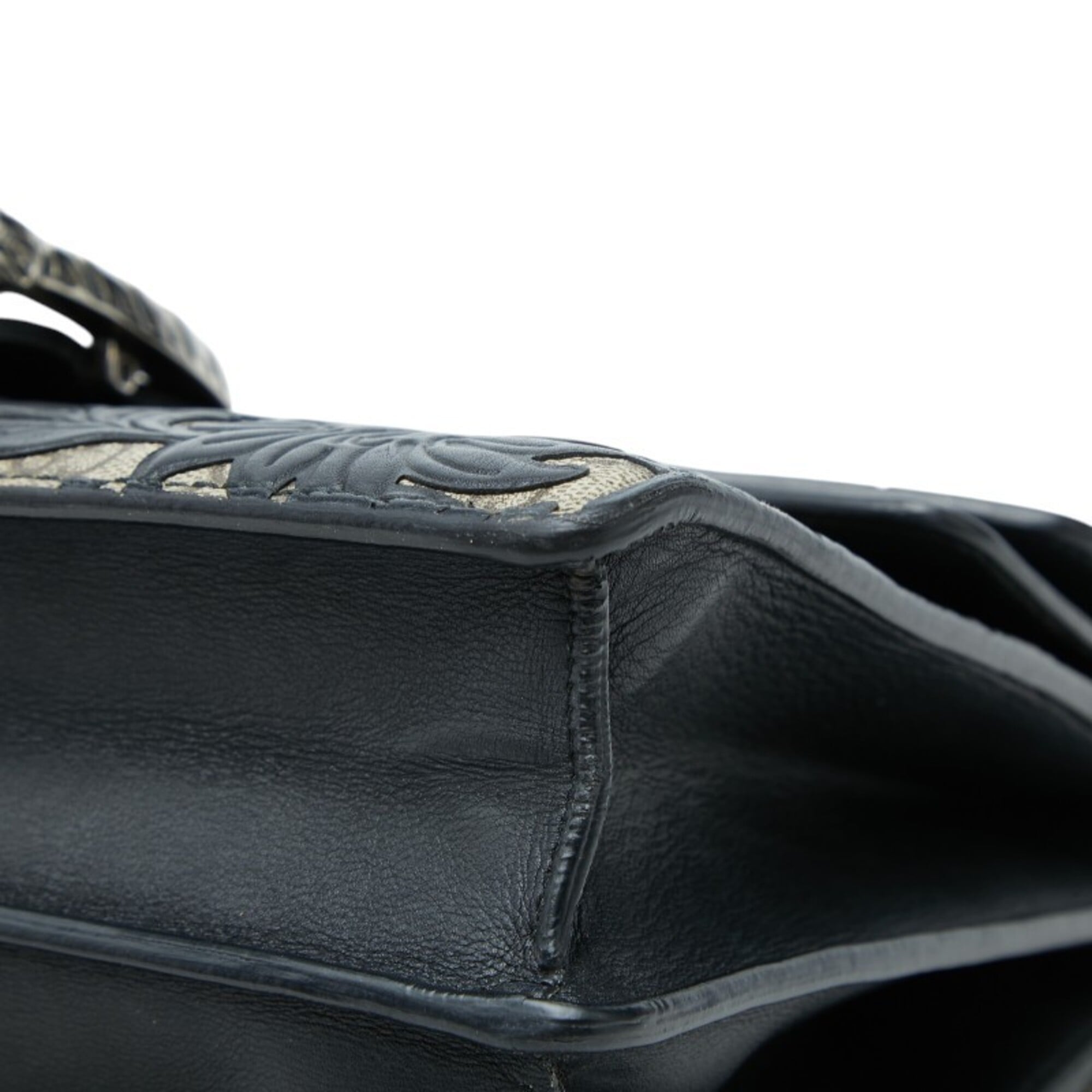 Gucci Beige Black Pvc Leather Shoulder Bag (Pre-Owned)