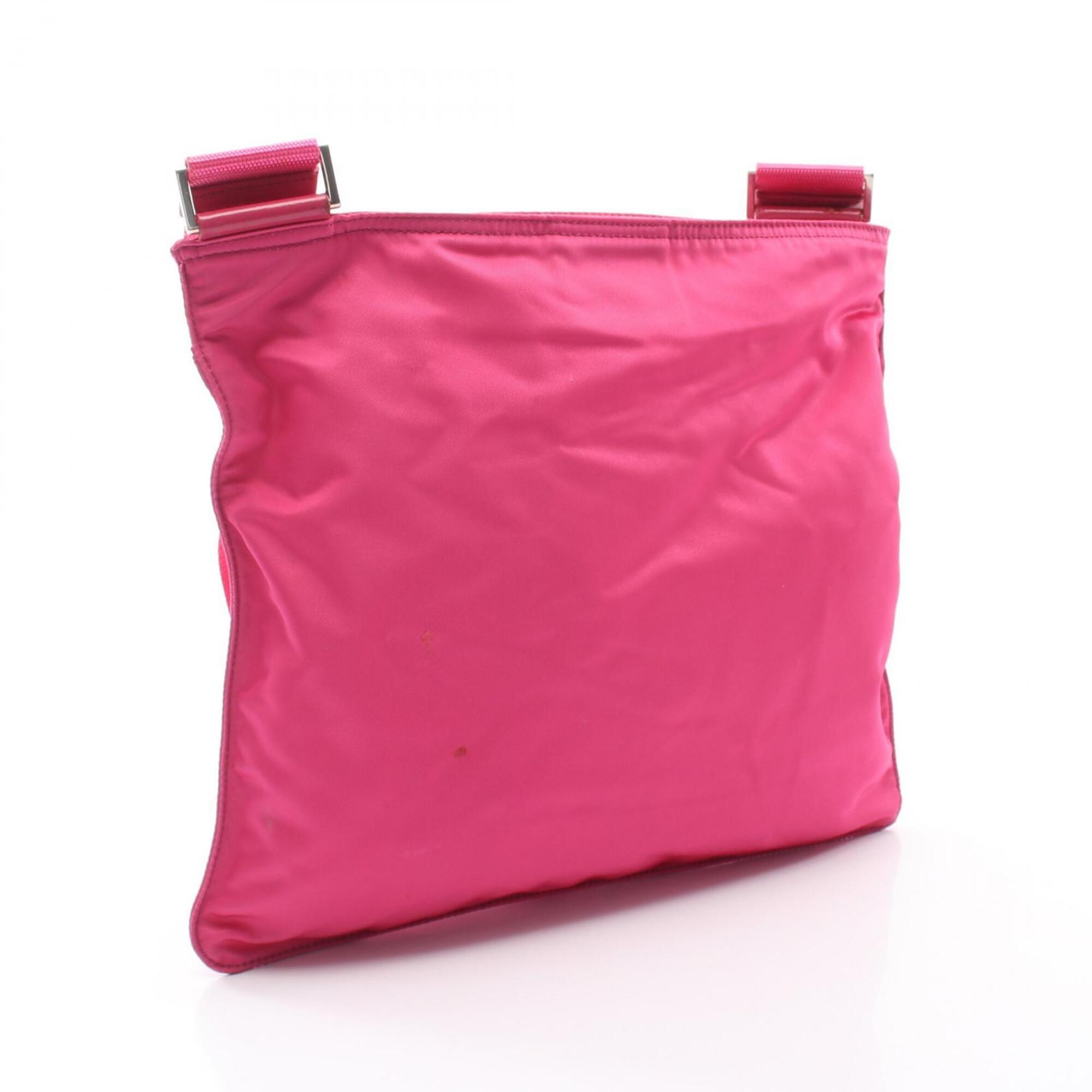 Prada Pink Leather Nylon Handbag Shoulder Bag (Pre-Owned)