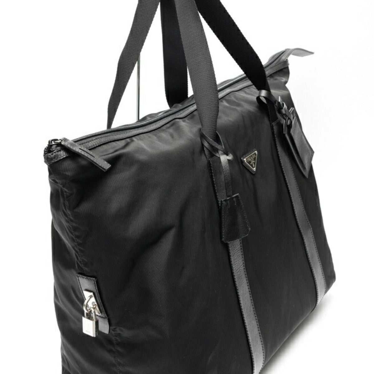 Prada Black Fabric Leather Boston Bag (Pre-Owned)