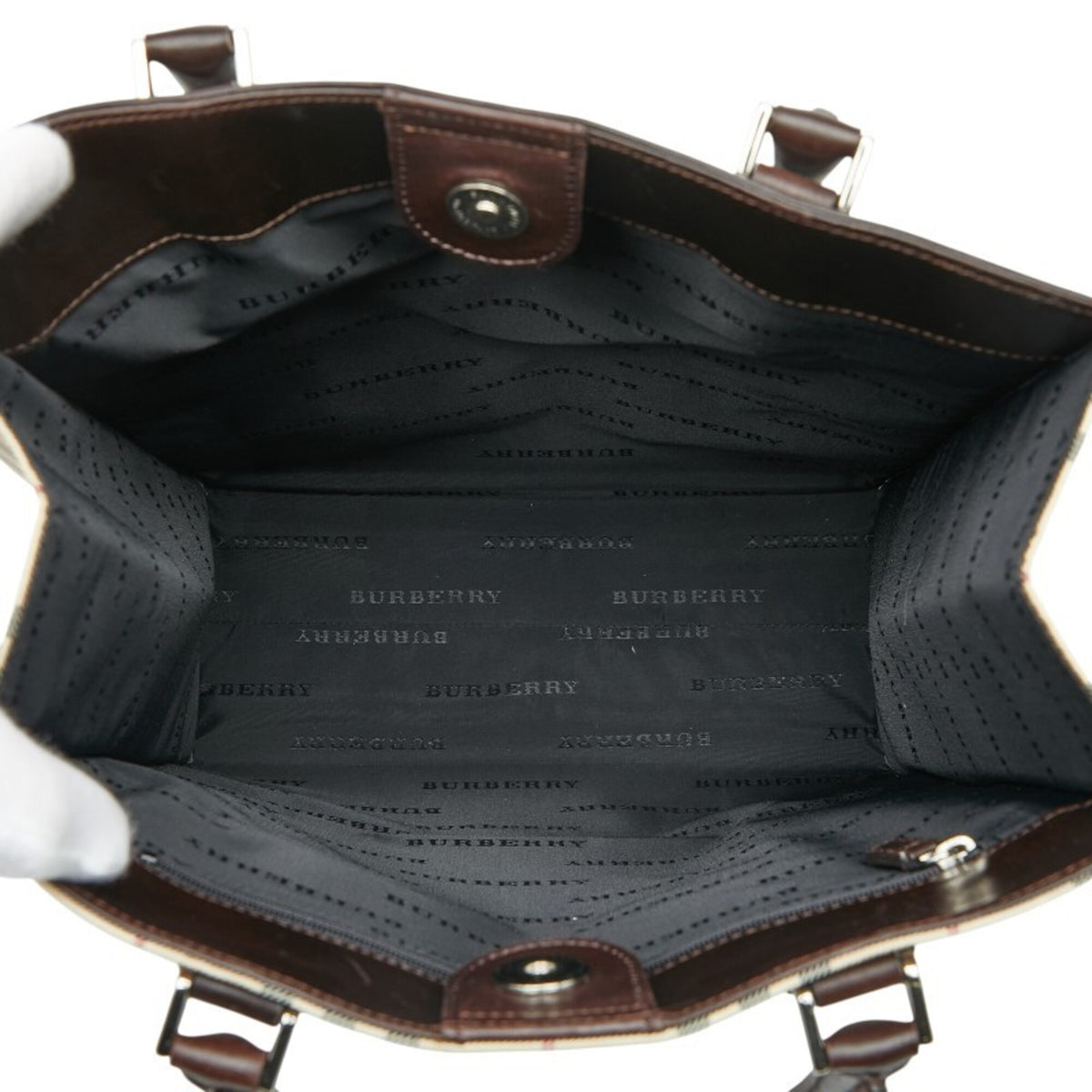 Burberry Beige Multi-Color Pvc Leather Handbag Tote Bag (Pre-Owned)