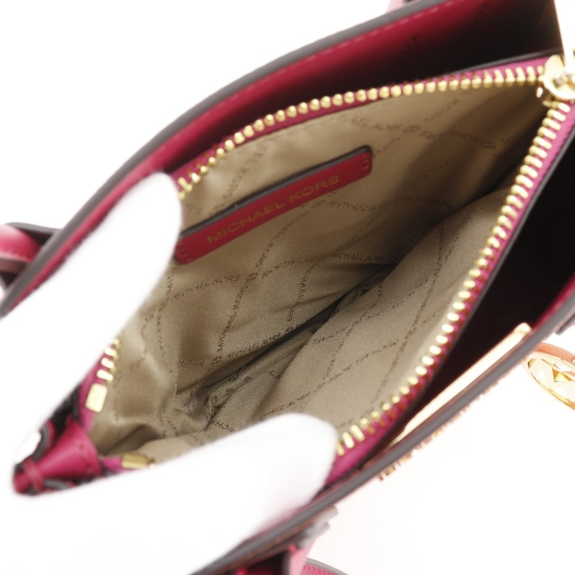 Michael Kors Pink Red Color Leather Handbag (Pre-Owned)