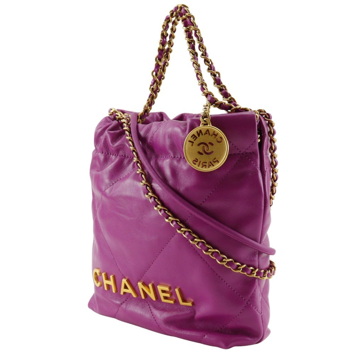 Chanel Purple Leather Handbag Shoulder Bag (Pre-Owned)