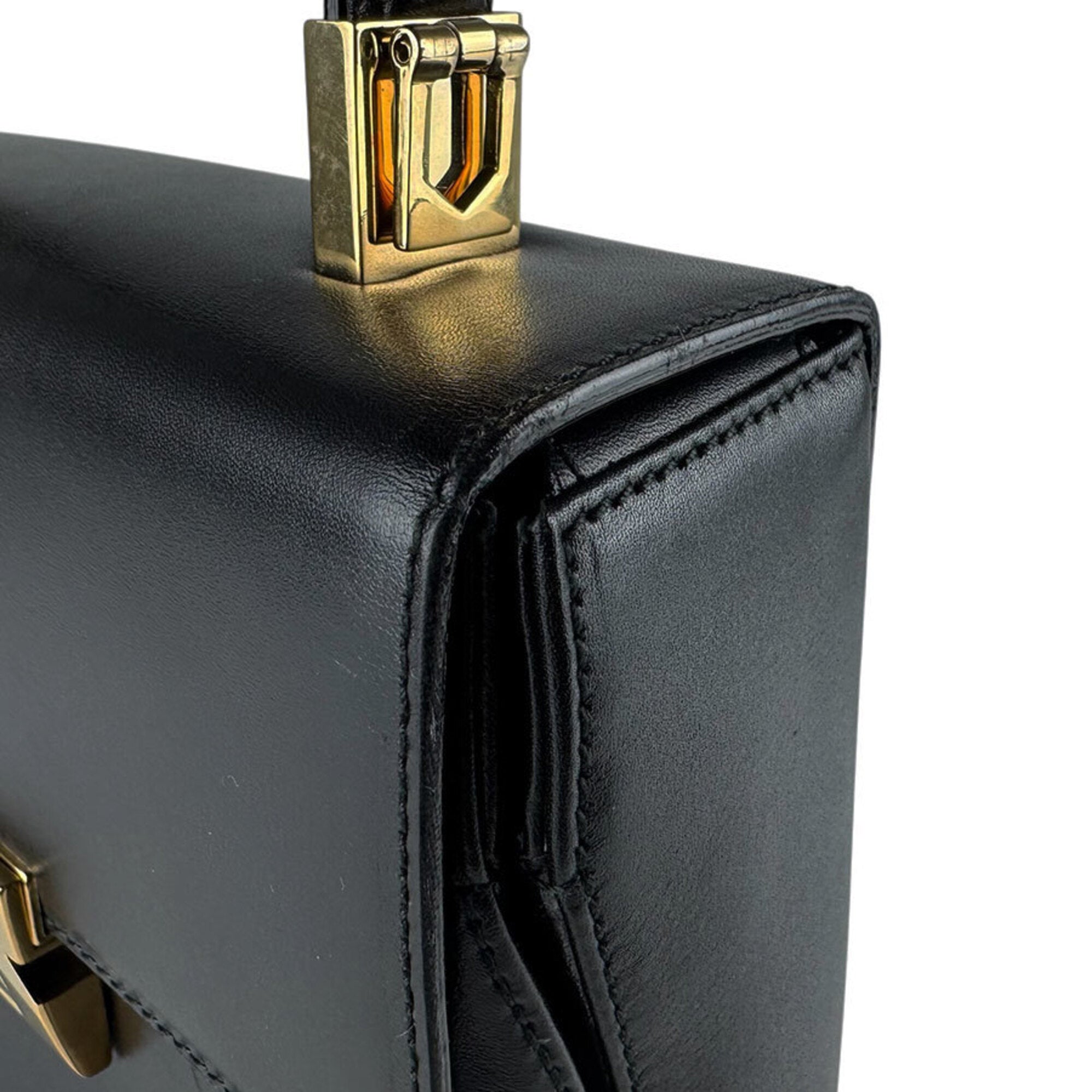 Salvatore Ferragamo Black Leather Handbag Shoulder Bag (Pre-Owned)