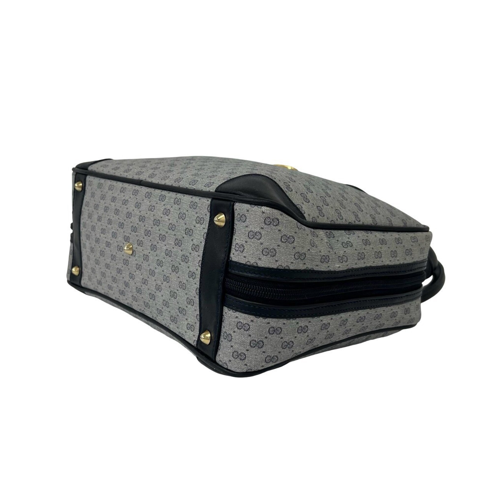 Gucci Navy Leather Pvc Boston Bag Handbag (Pre-Owned)