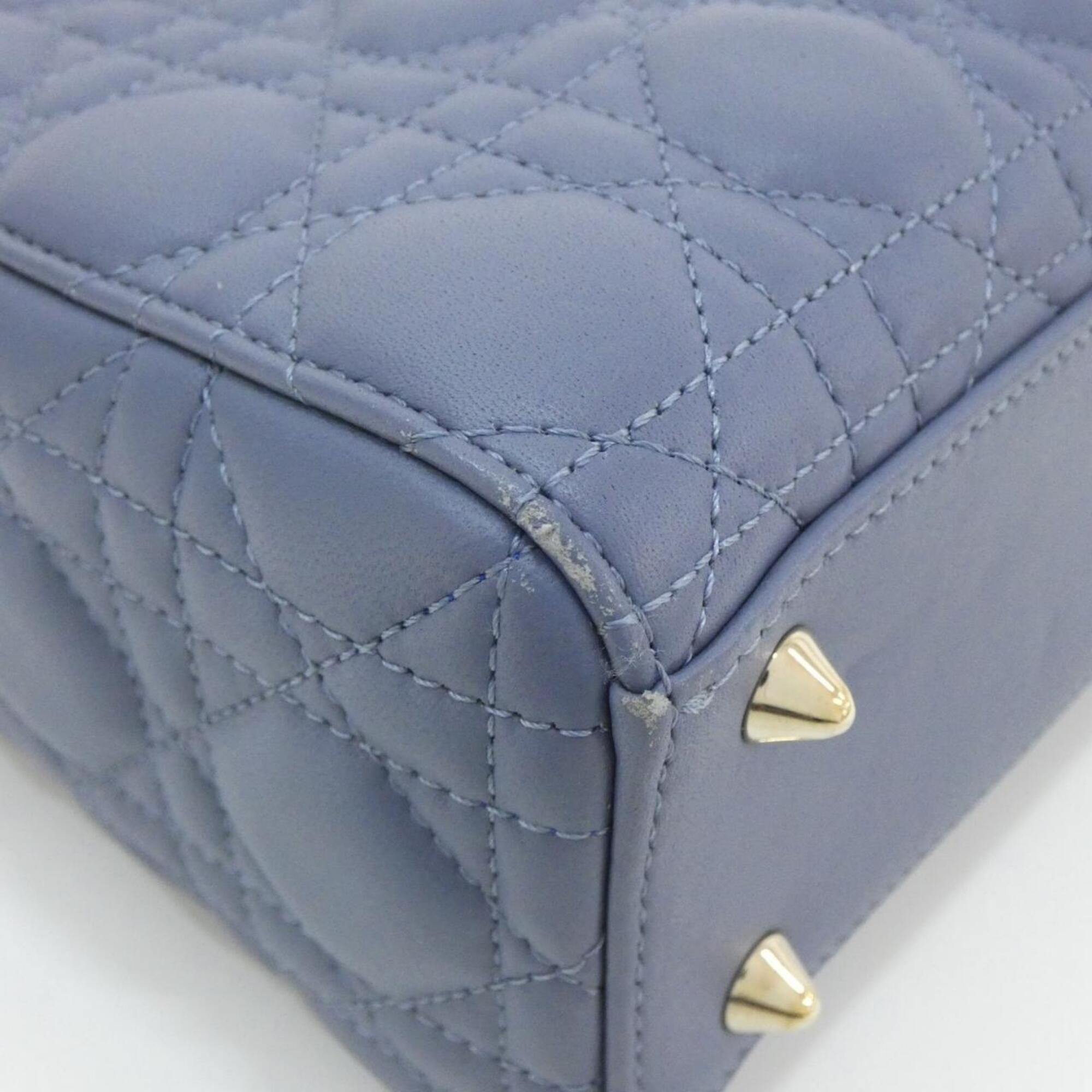 Christian Dior Lady Dior Blue Leather Handbag (Pre-Owned)