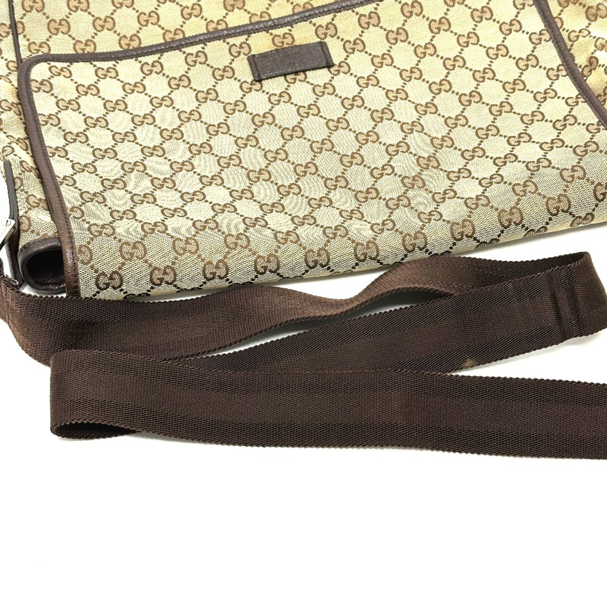 Gucci Gg Canvas Beige Gg Canvas Leather Handbag Shoulder Bag (Pre-Owned)