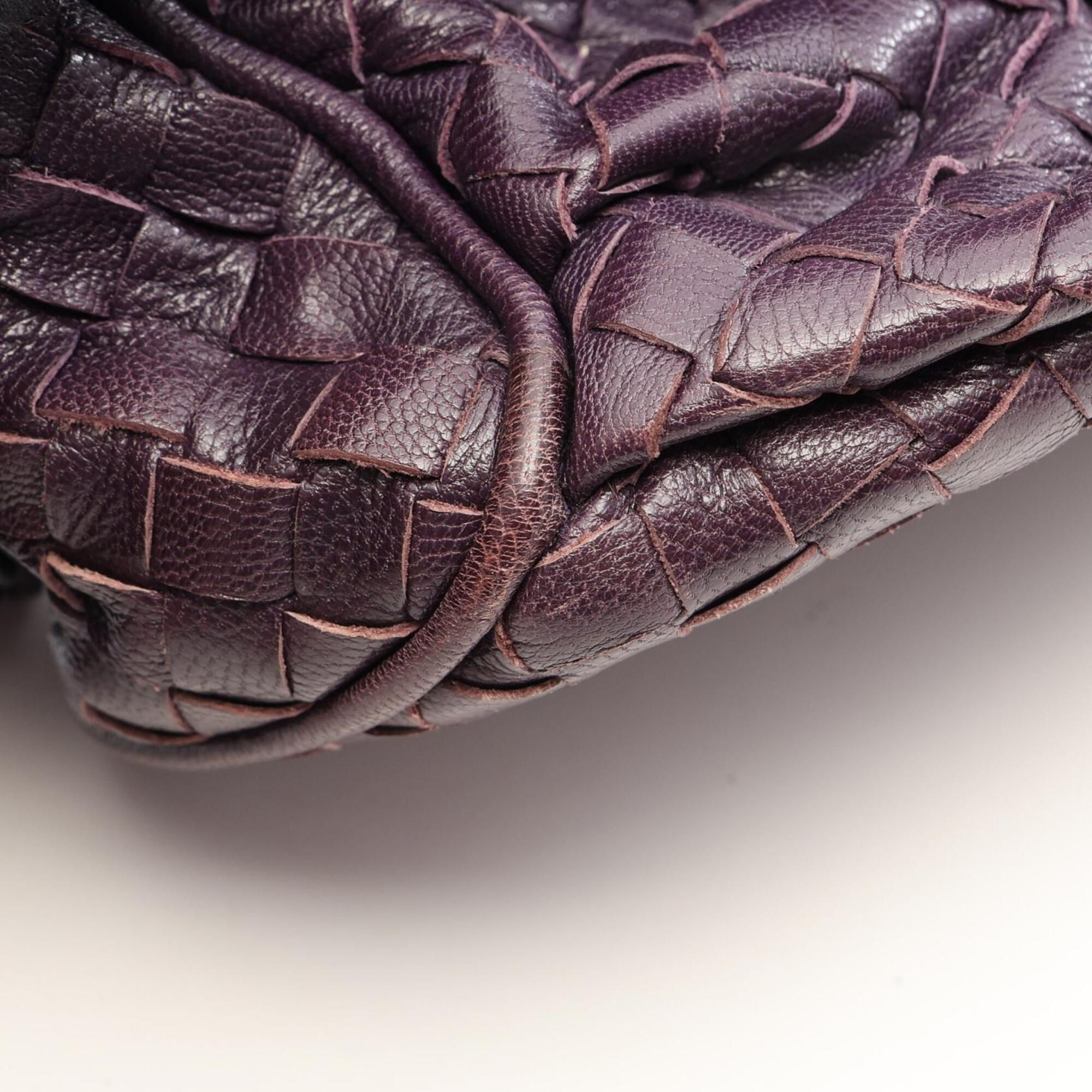 Bottega Veneta Intrecciato Purple Leather Handbag Shoulder Bag (Pre-Owned)