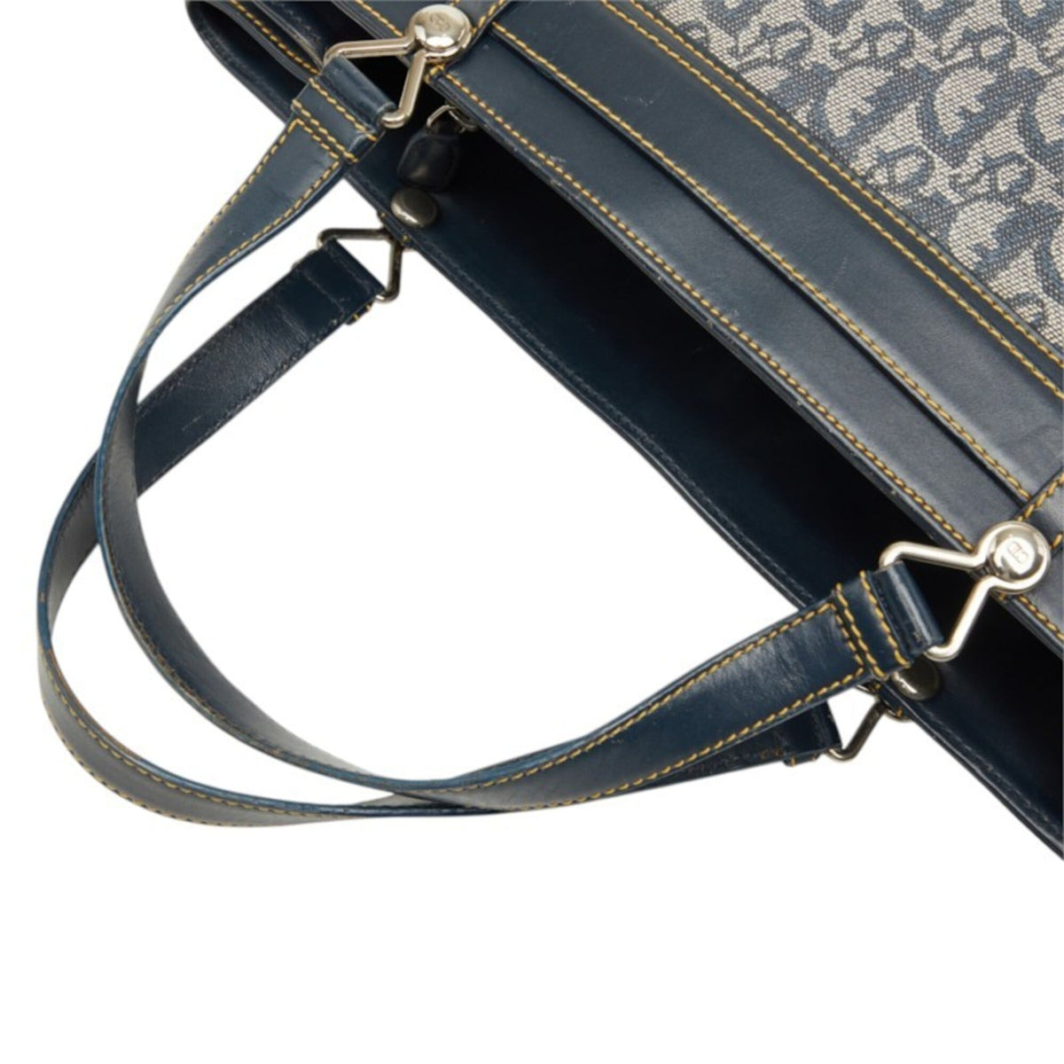 Christian Dior Trotter Navy Leather Jacquard Handbag (Pre-Owned)