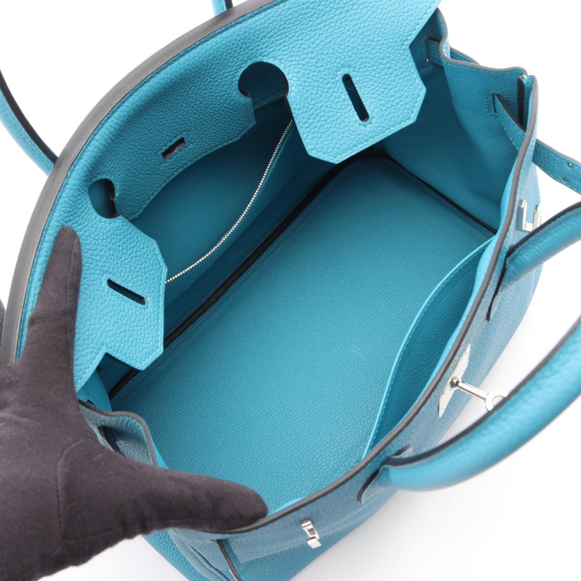 Hermes Turquoise Blue Togo Leather Handbag (Pre-Owned)