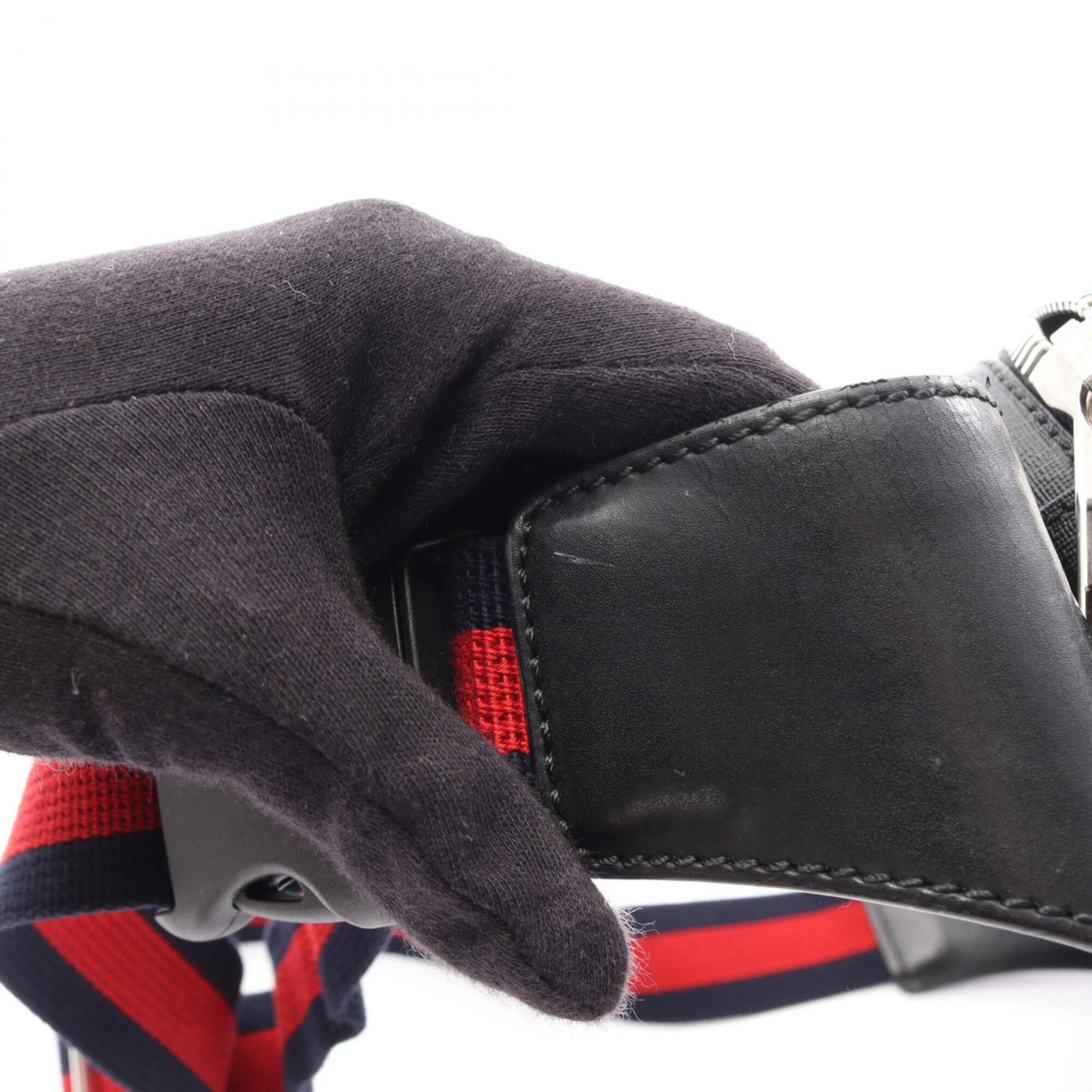 Gucci Black Gray Pvc Coated Canvas Leather Fanny Pack (Pre-Owned)