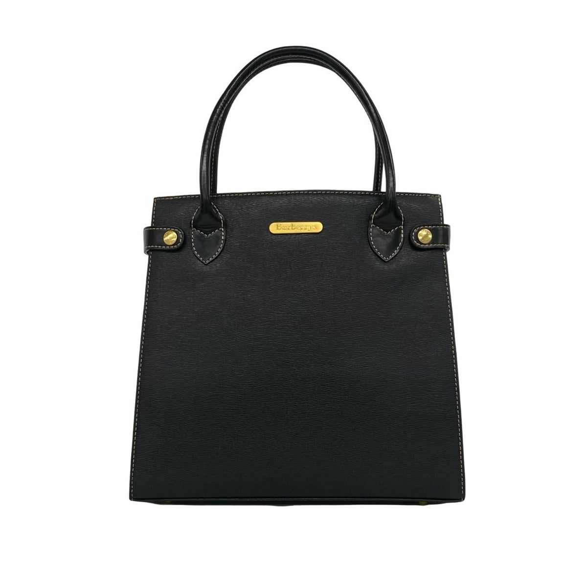Burberry Black Leather Handbag Tote Bag (Pre-Owned)