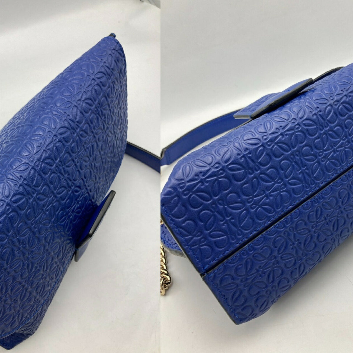 Loewe Avenue Blue Leather Shoulder Bag (Pre-Owned)