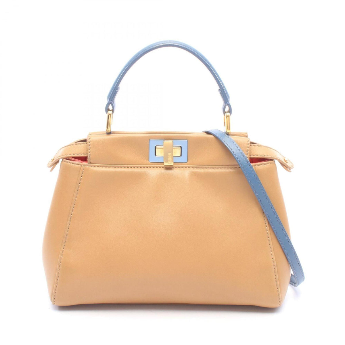 Fendi Blue Brown Leather Handbag (Pre-Owned)